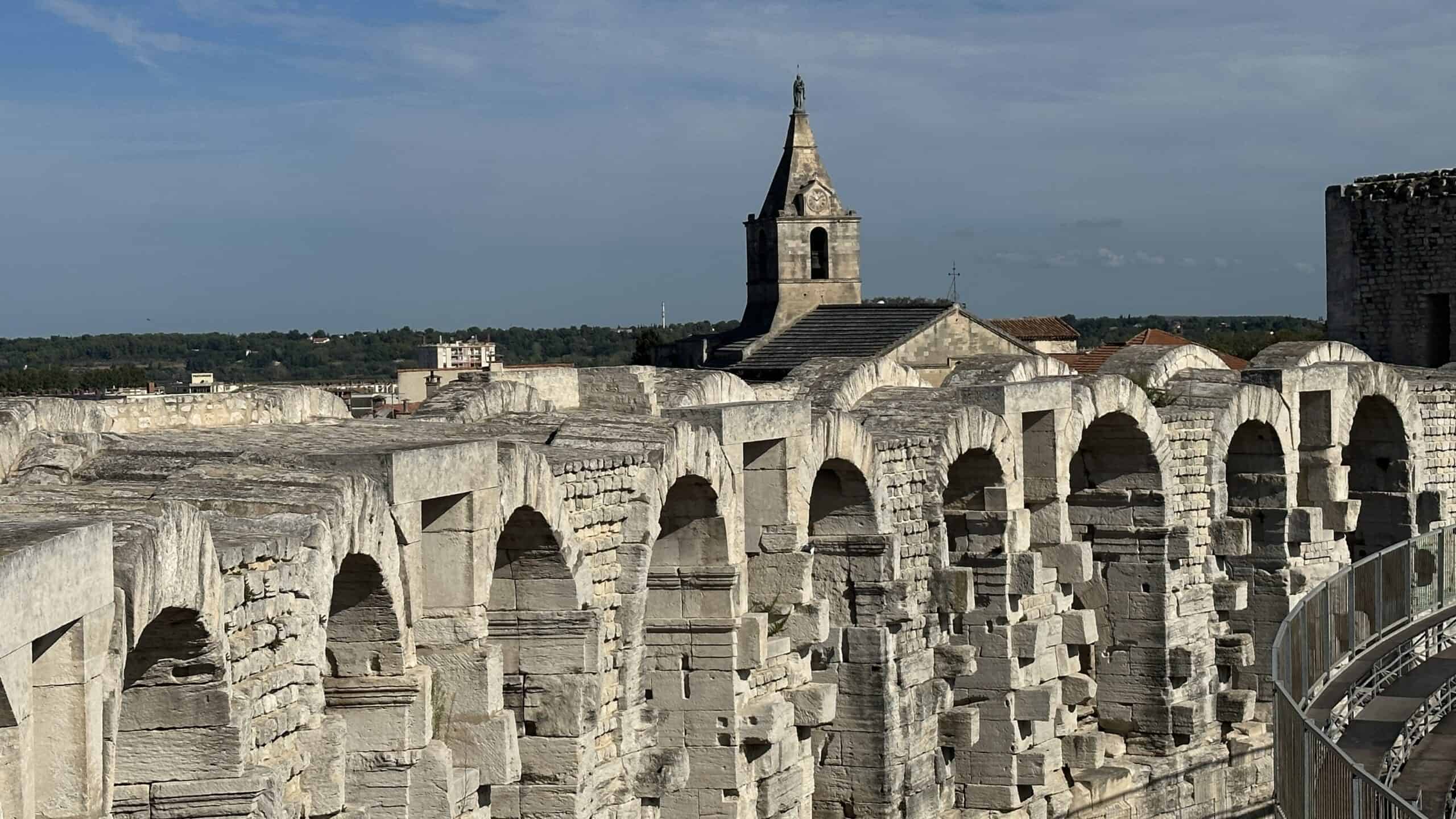 The massive arches of the Arles Amphitheatre