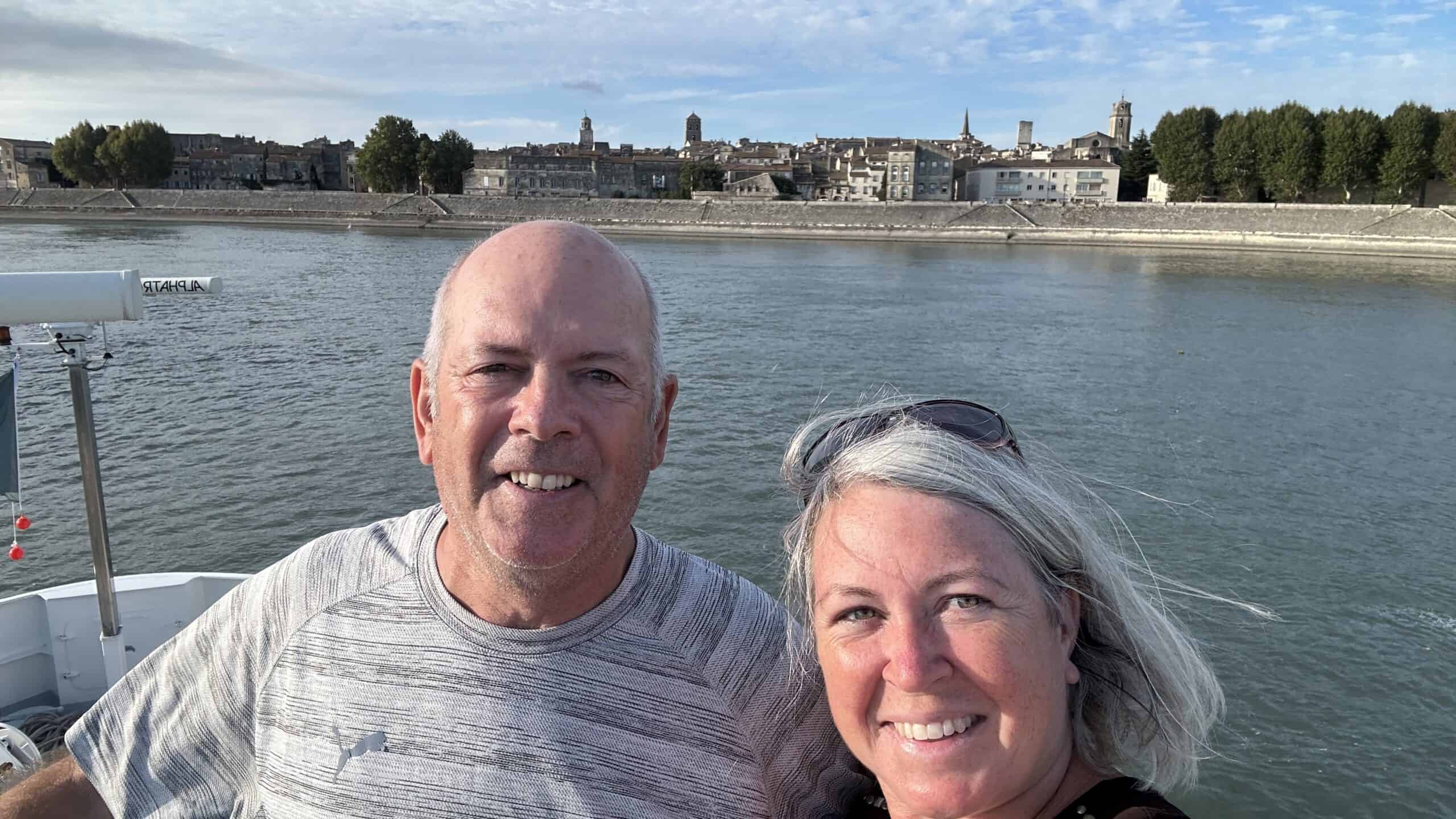 Our picture in front of the Arles cityscape