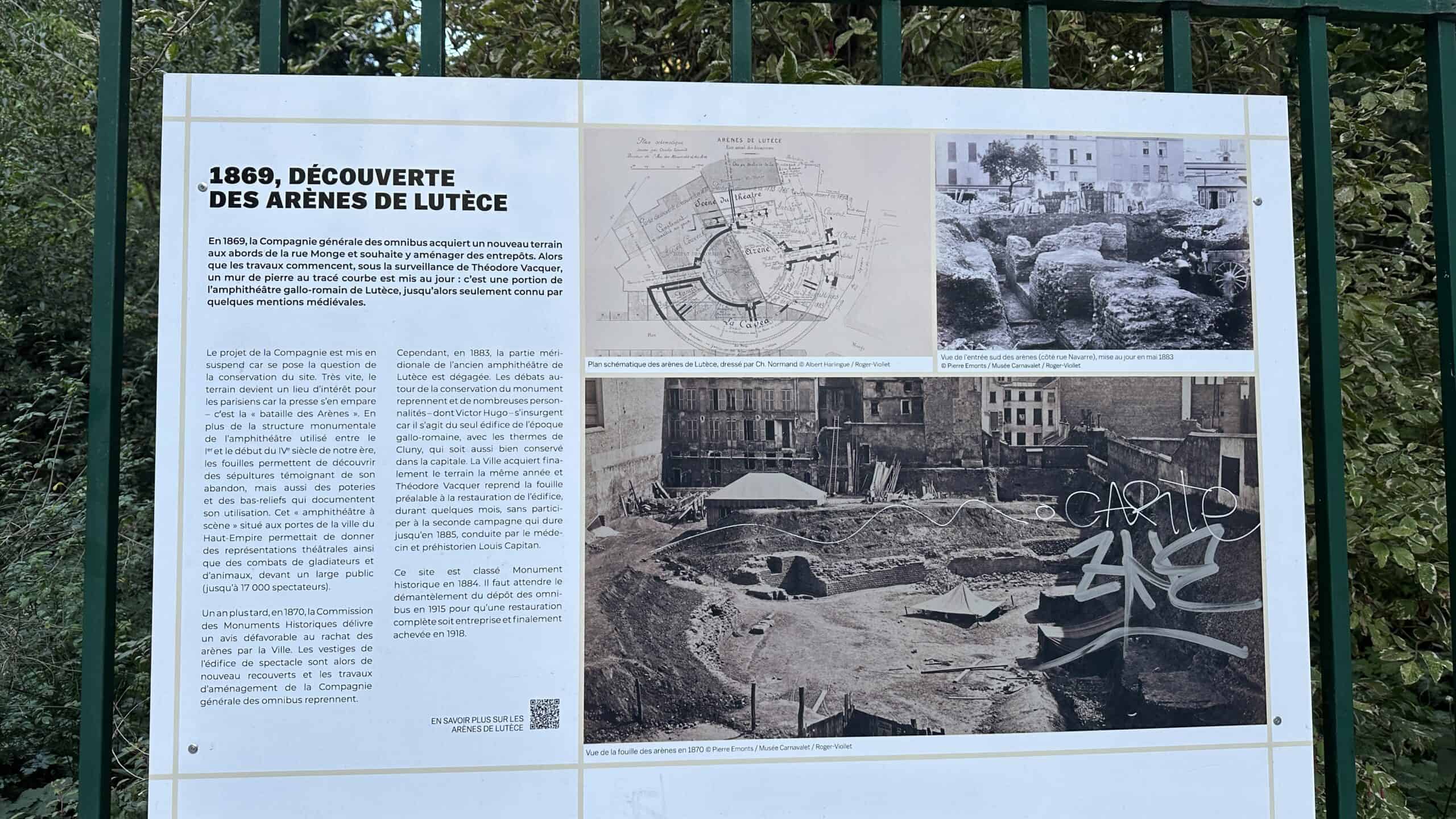Plaque at Arenes de Lutece