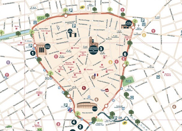 Map of Nimes Centre