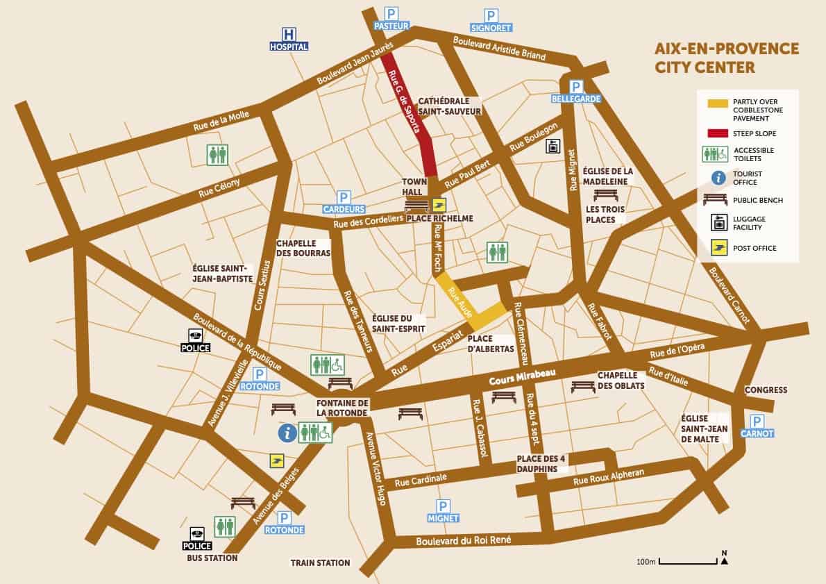 Map of Aix en Provence Old Town