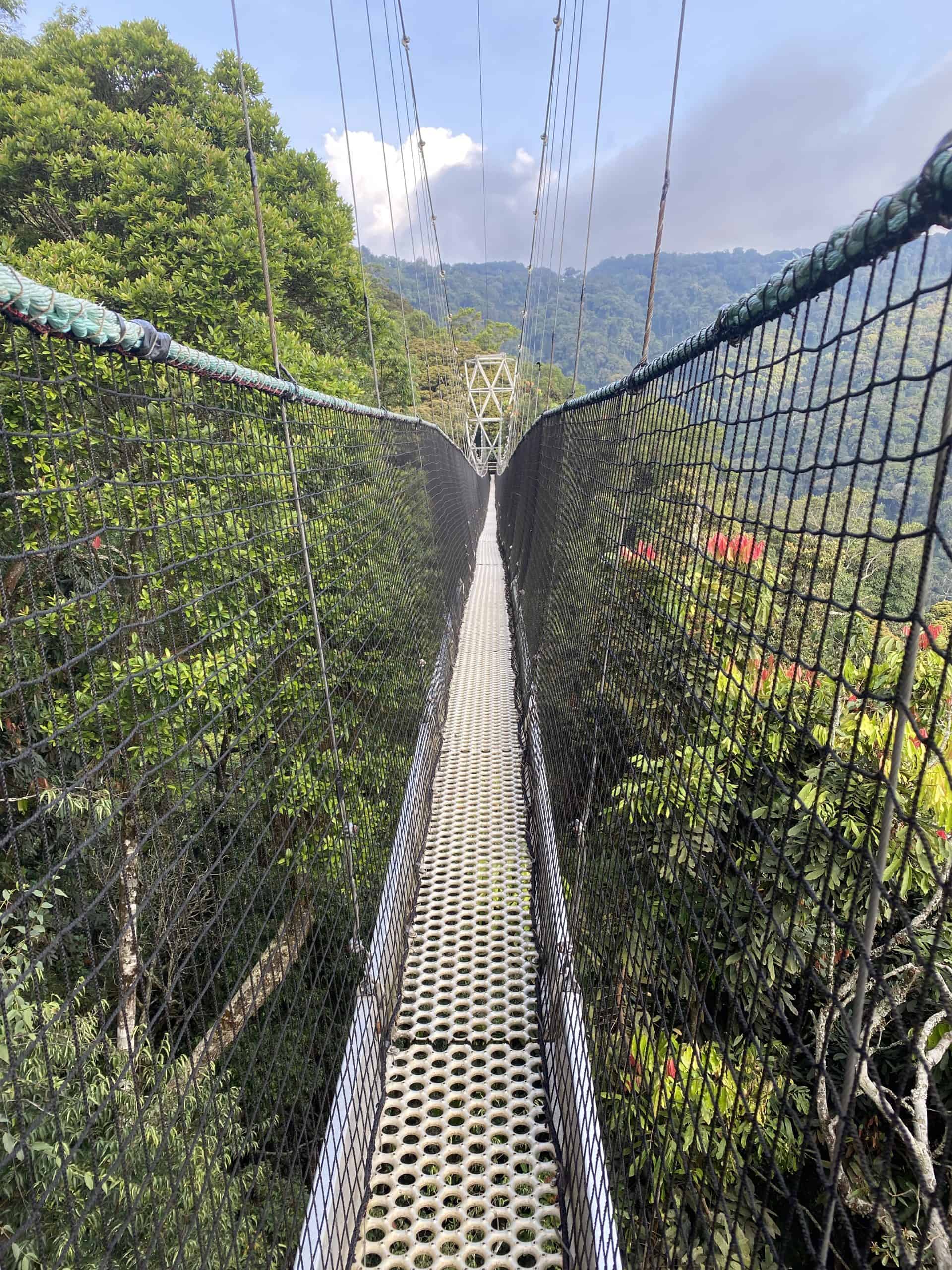 Walking across the second section of the bridge