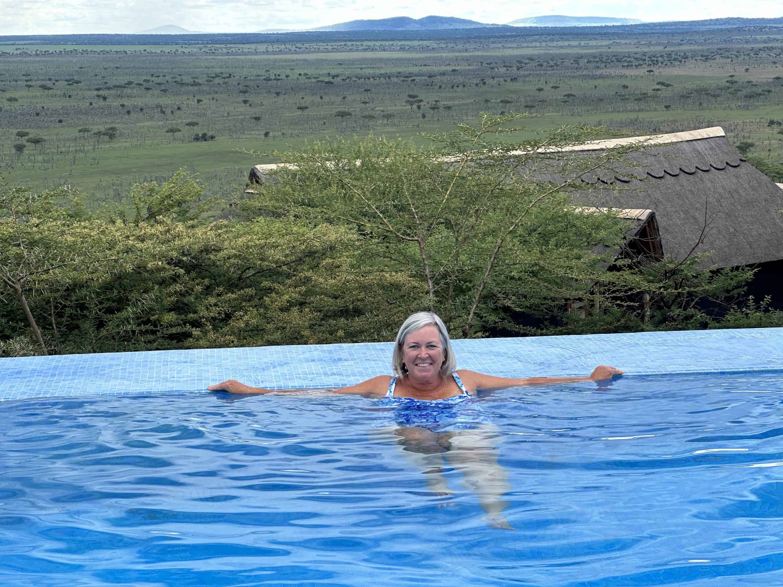 Swimming in the lodge pool