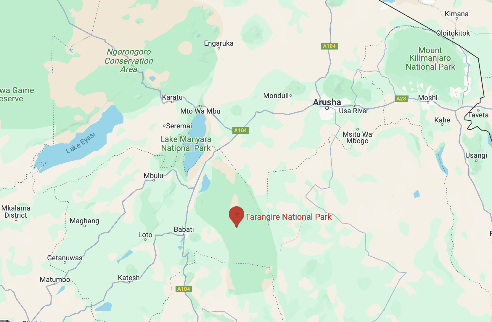 Tarangire National Park Map