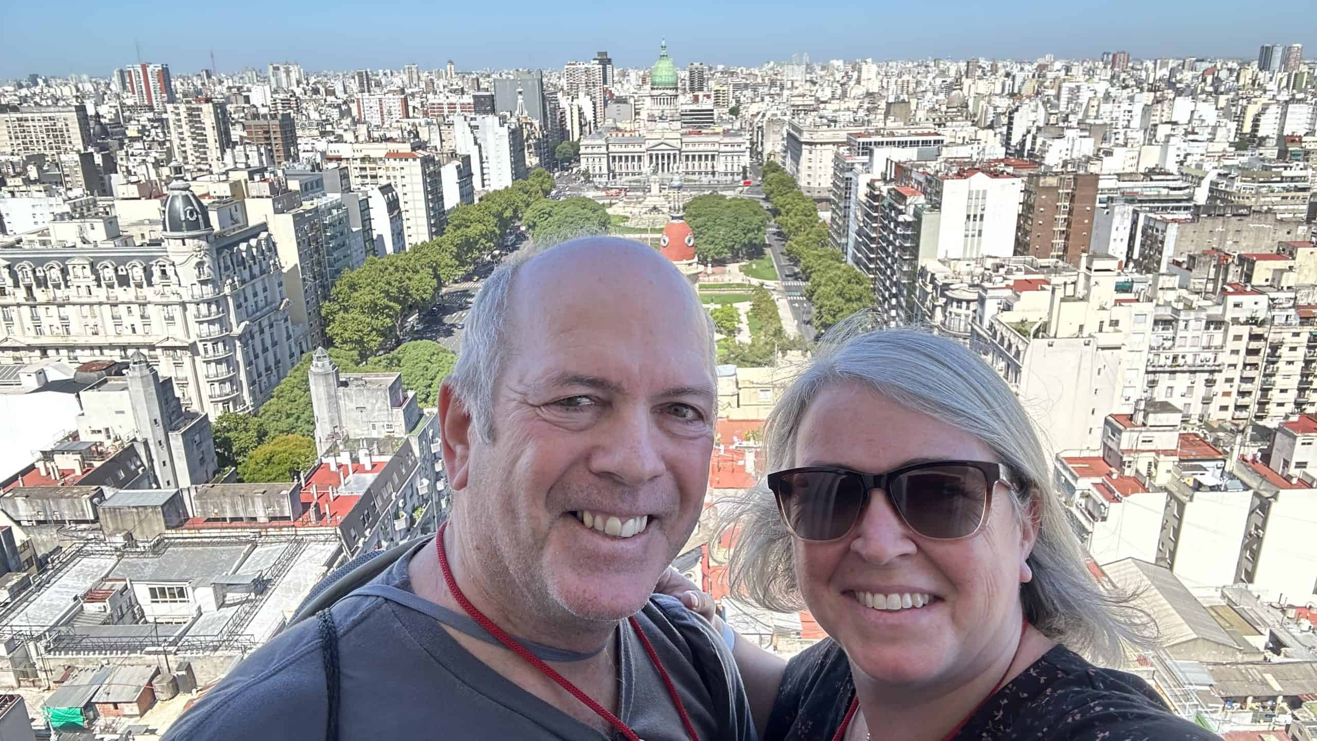Our selfie from the top floor of the Palacio Barolo