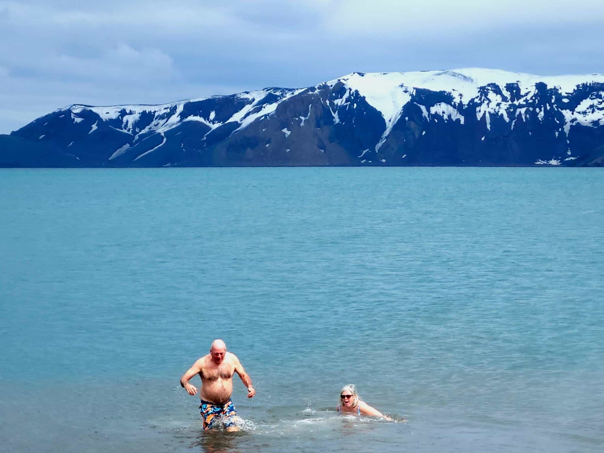 Polar Plunge from the beach in Pendulum Cove