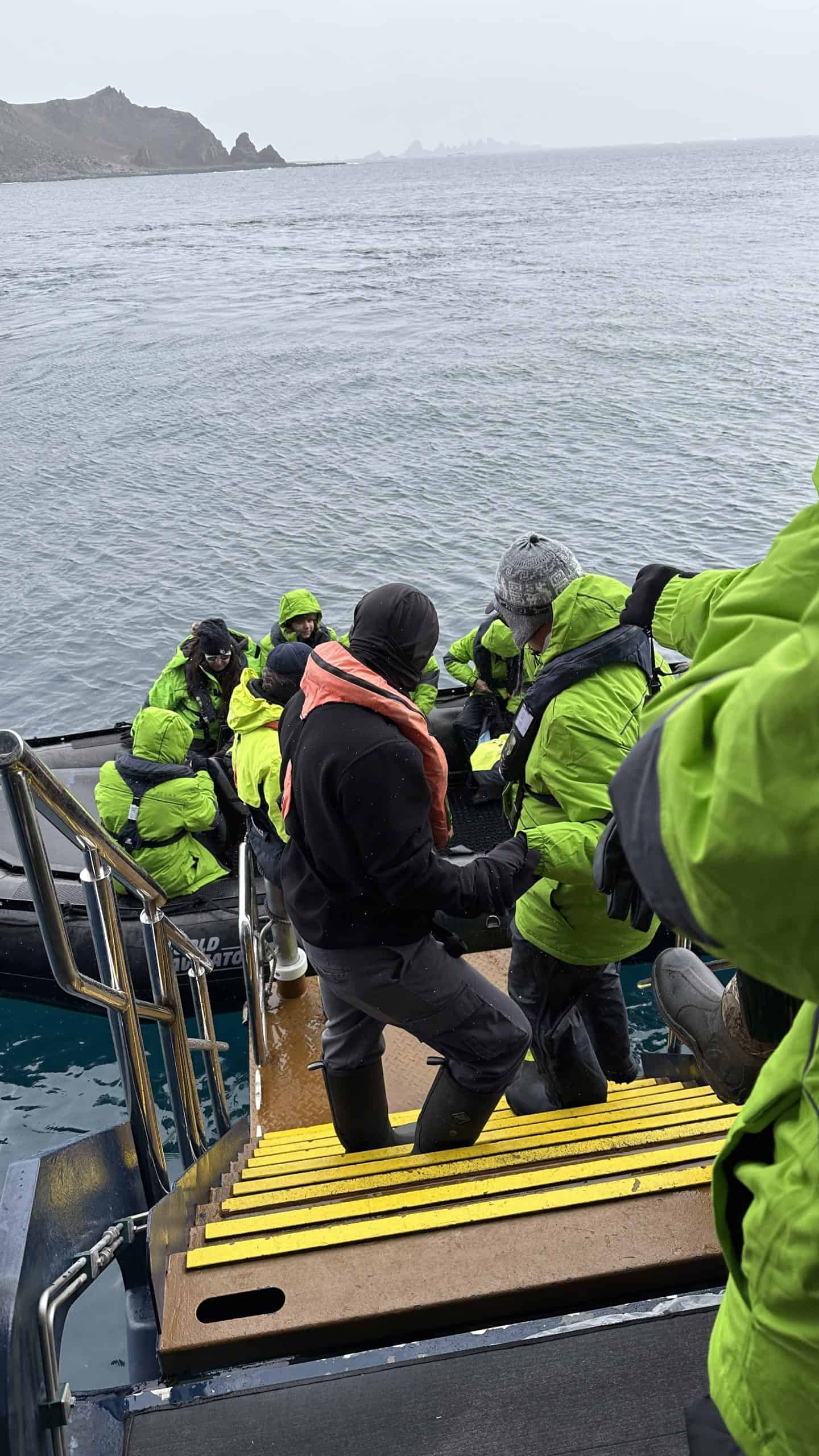 Boarding the zodiacs