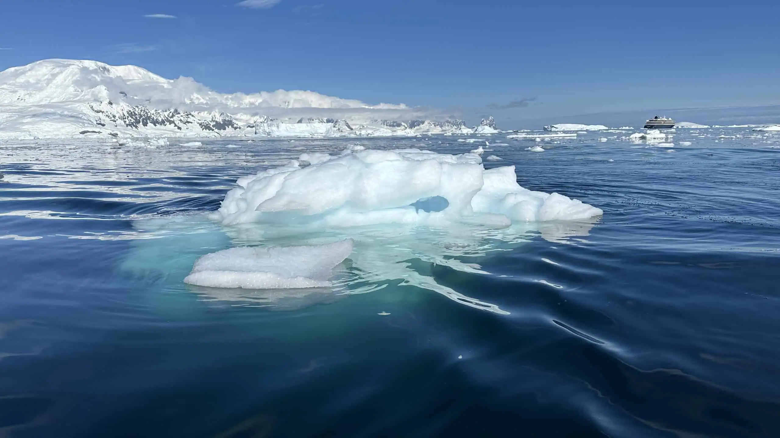 Beautiful shades of blue and green ice