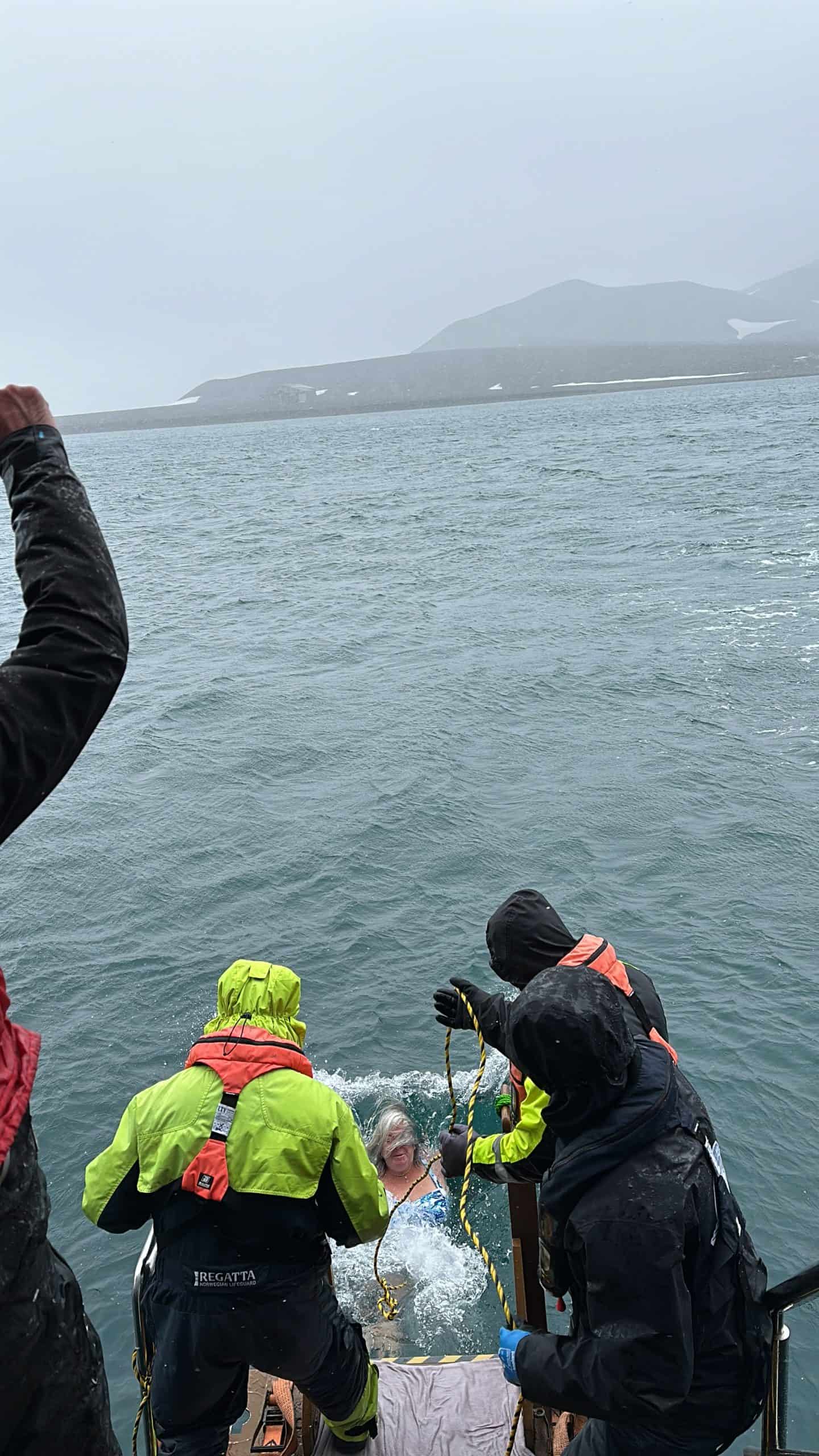 Polar plunge from the World Navigator