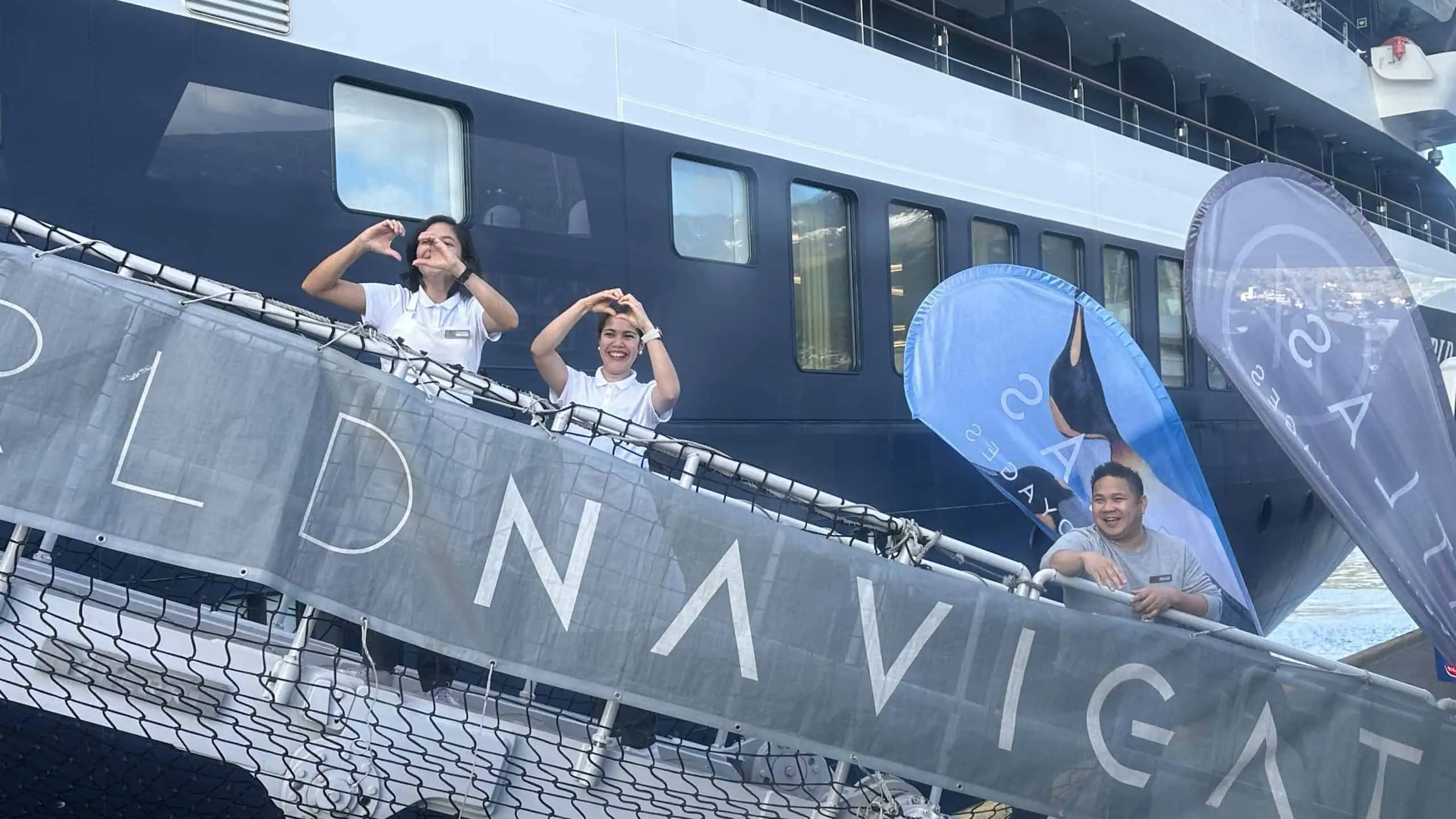 Crew members bidding us farewell