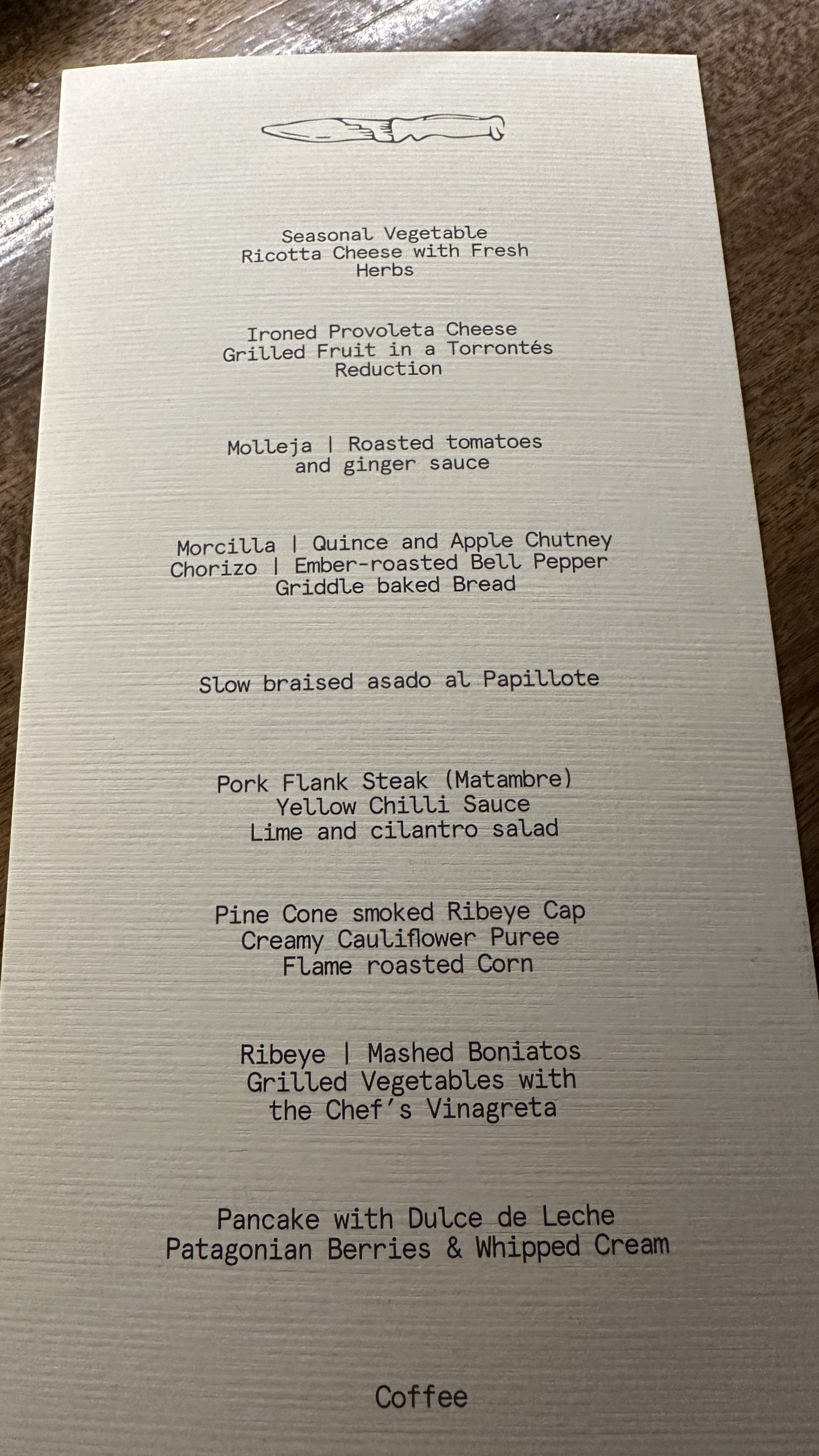 Menu at Fogon Asado