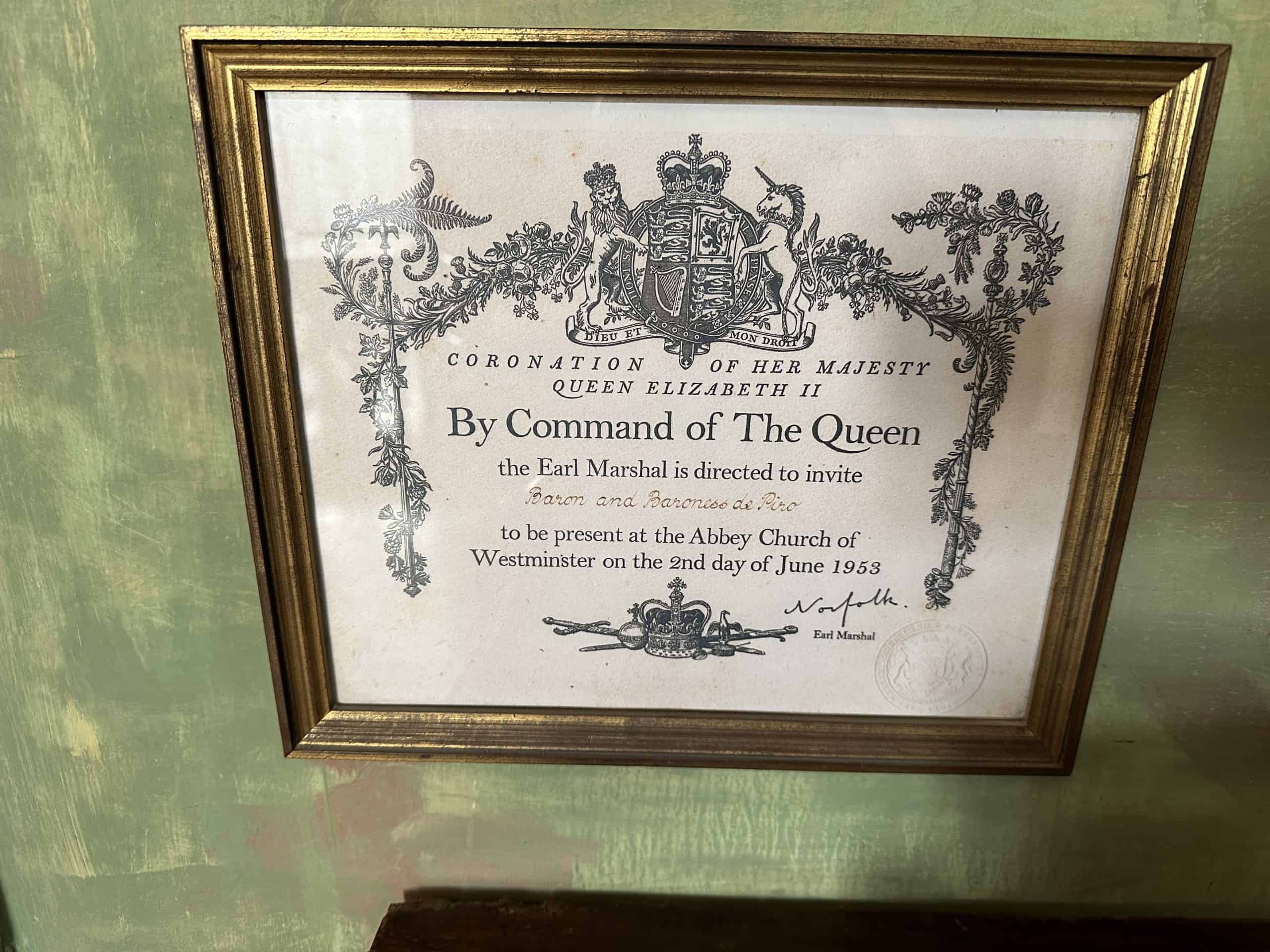 Invite to the Queen's Coronation