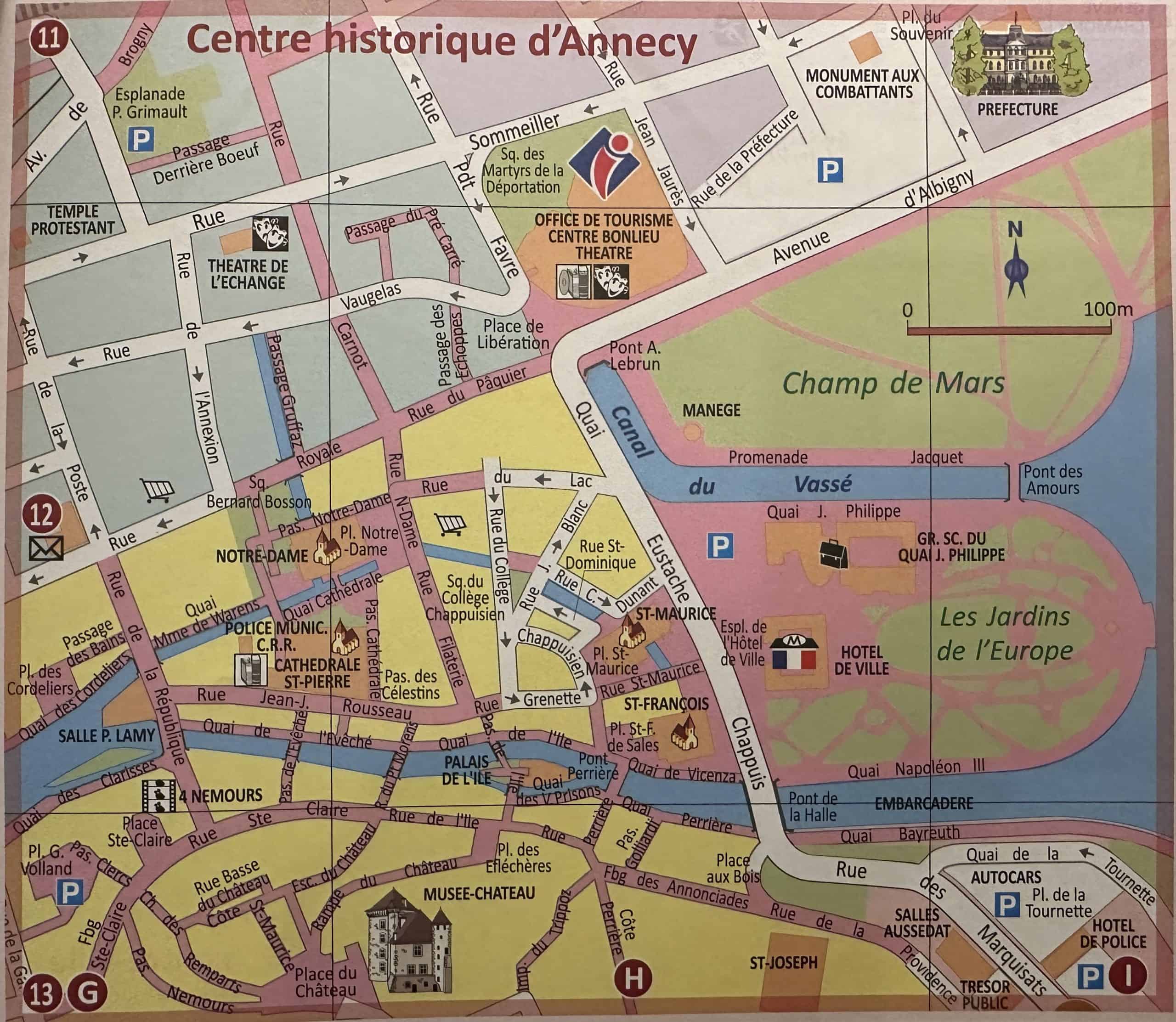 Map of the historic centre of Annecy