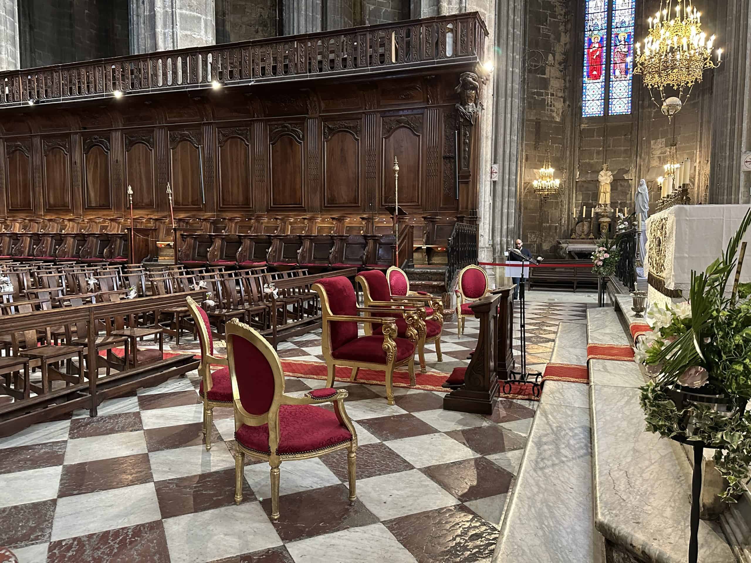 Set up for a wedding in the cathedral