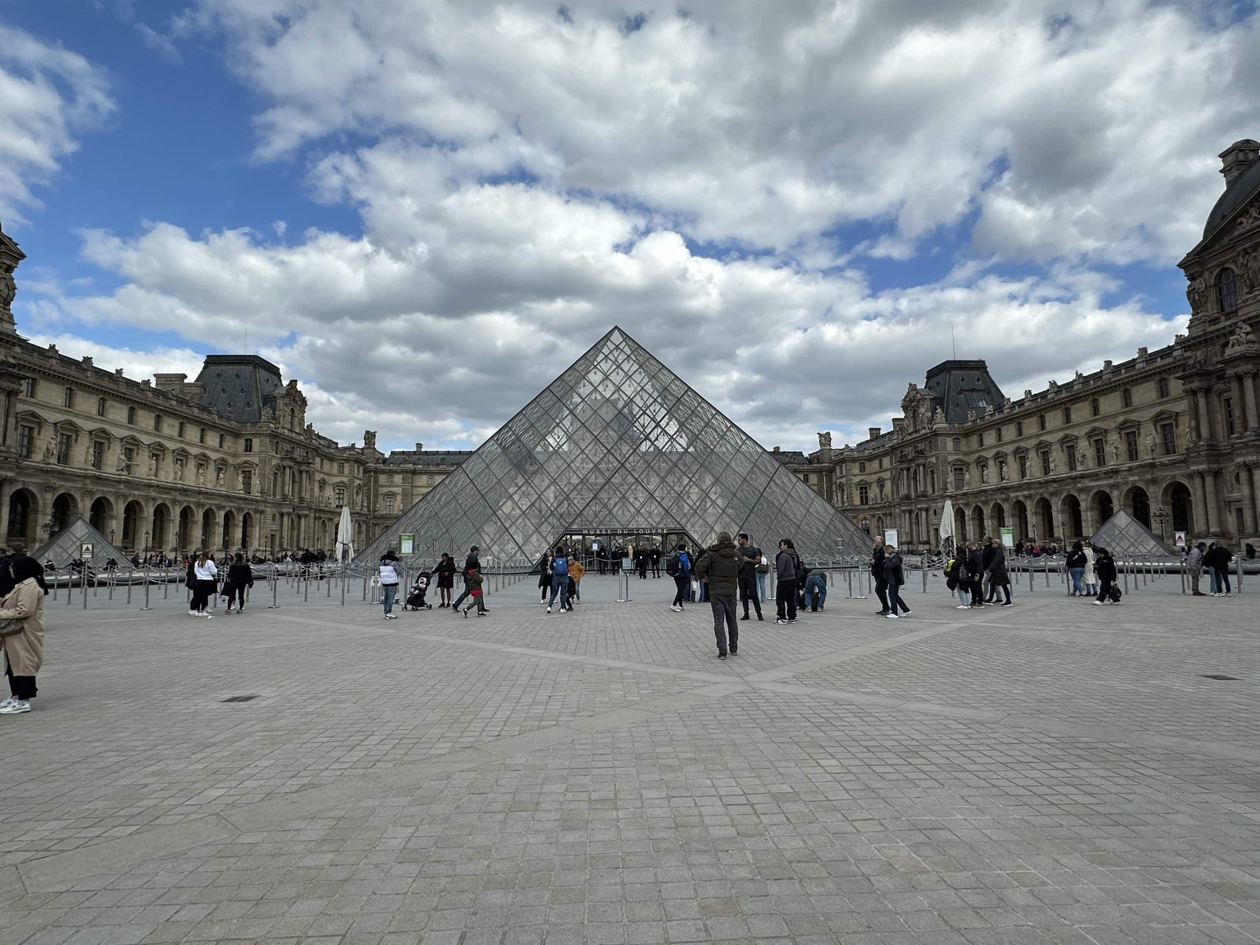 Glass Pyramid entrance to the Louvre one of the most popular sights in the first arrondissement of Paris