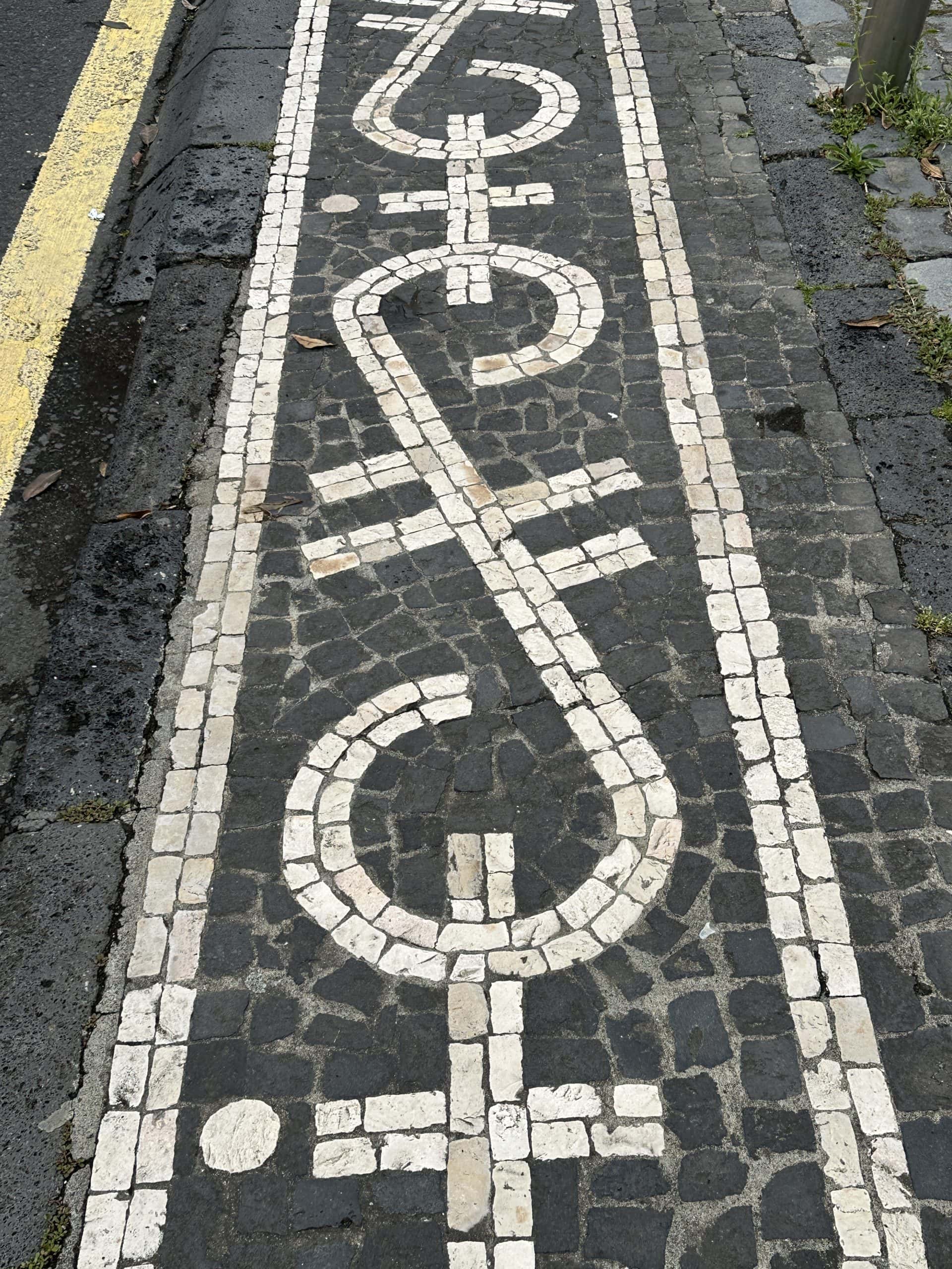 Patterned stones on the sidewalks