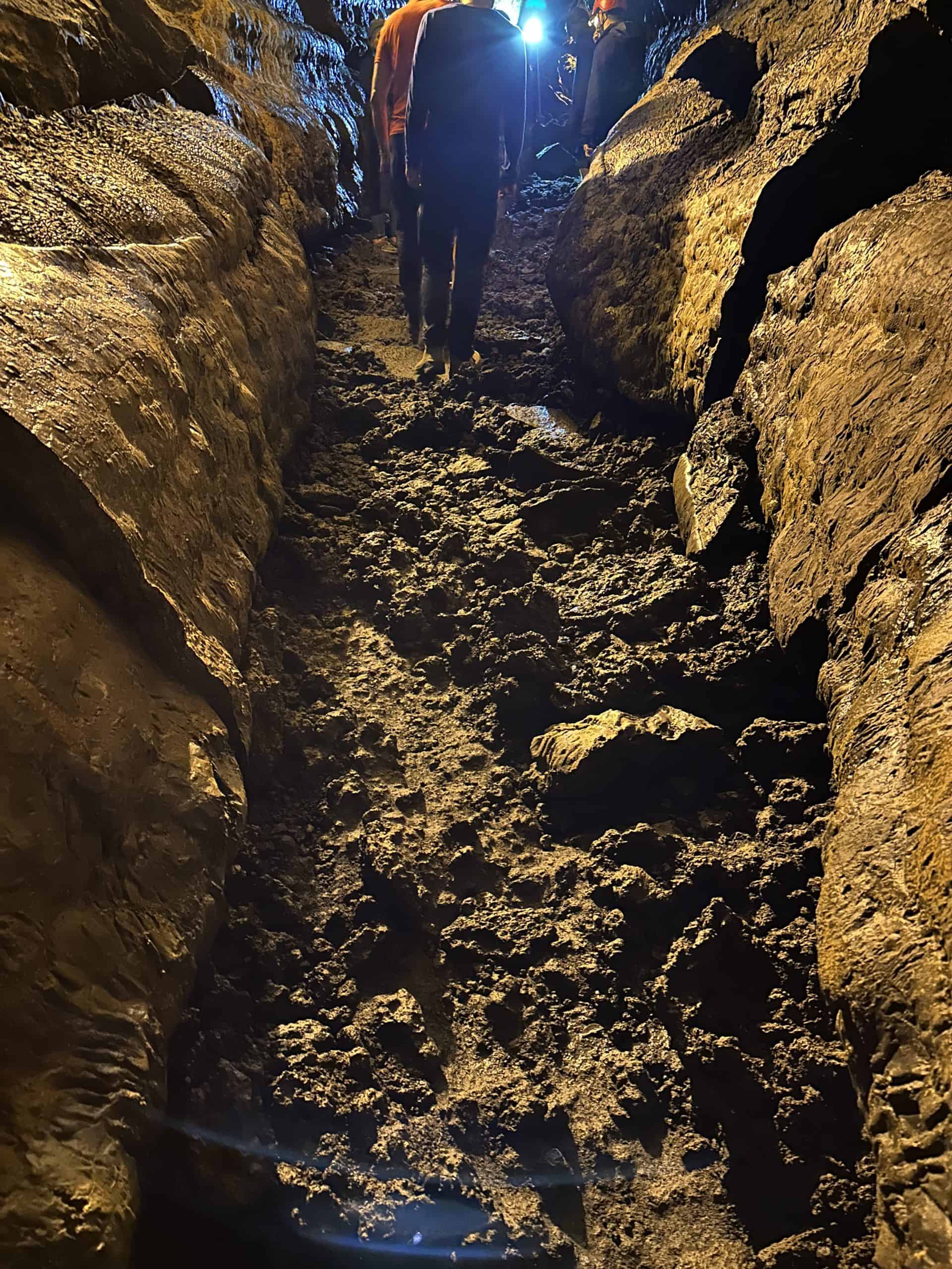 Uneven rocky ground inside the caves