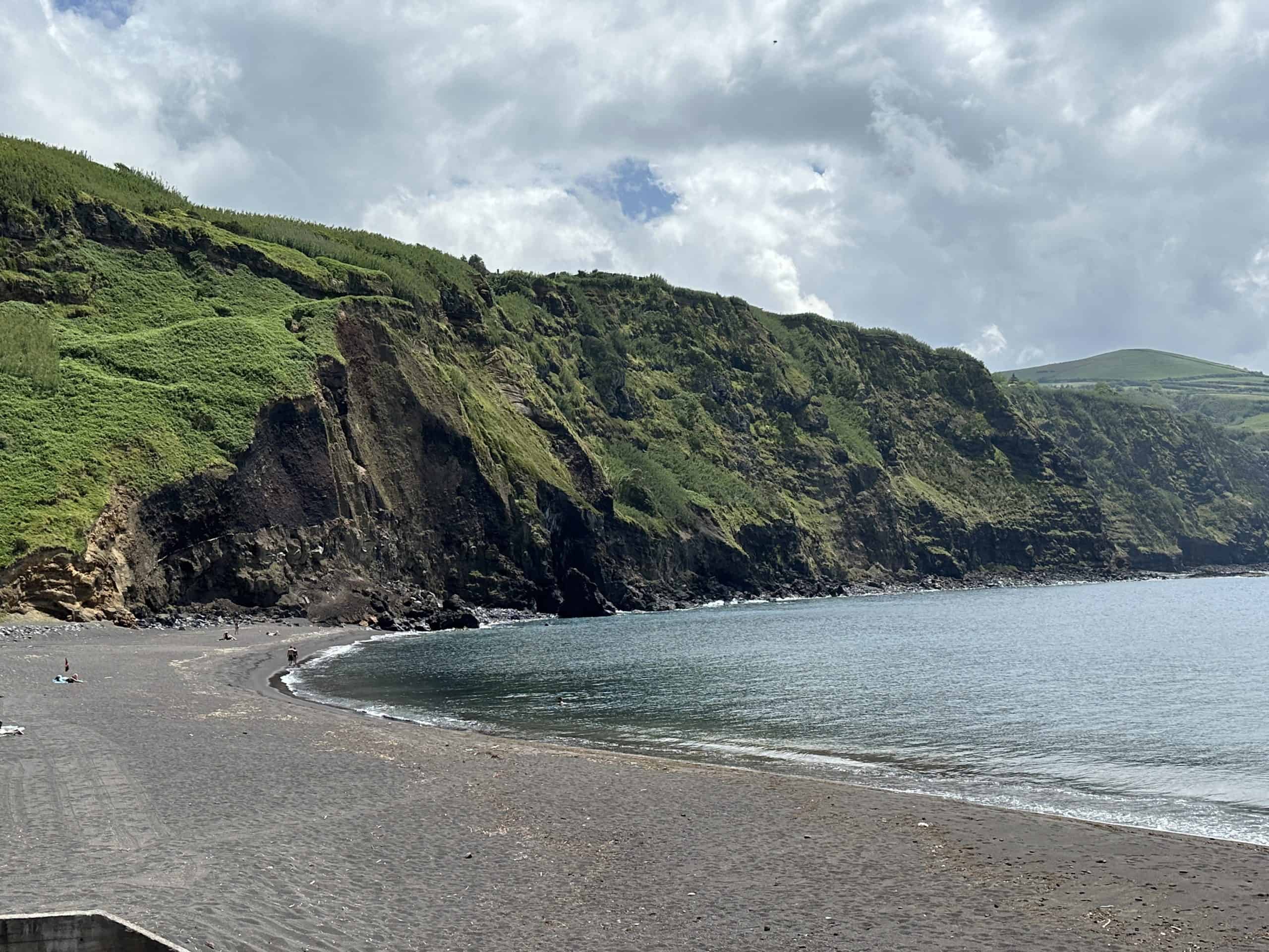 Black sand beach in Mosteiros