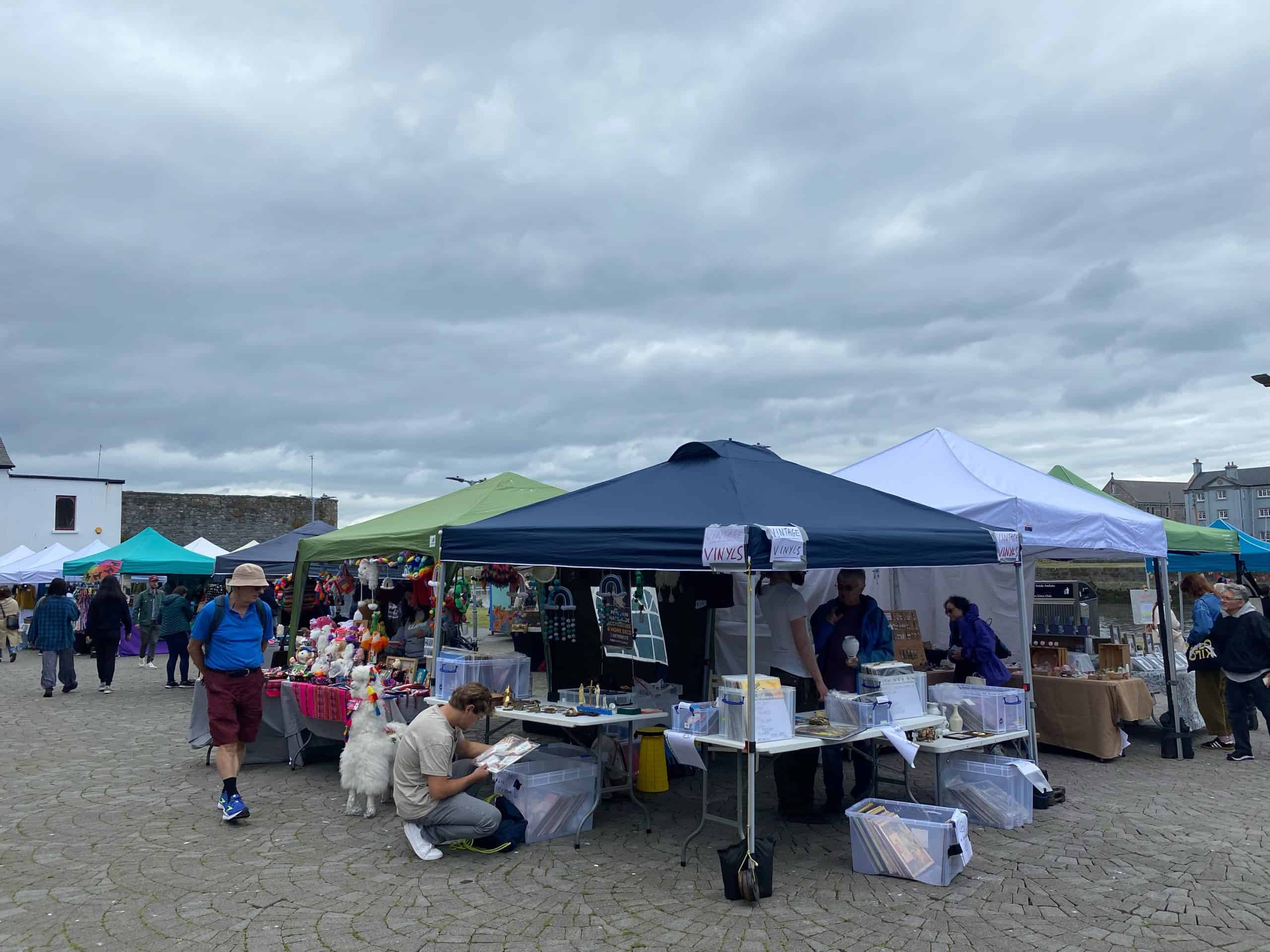 Booths at the Galway market
