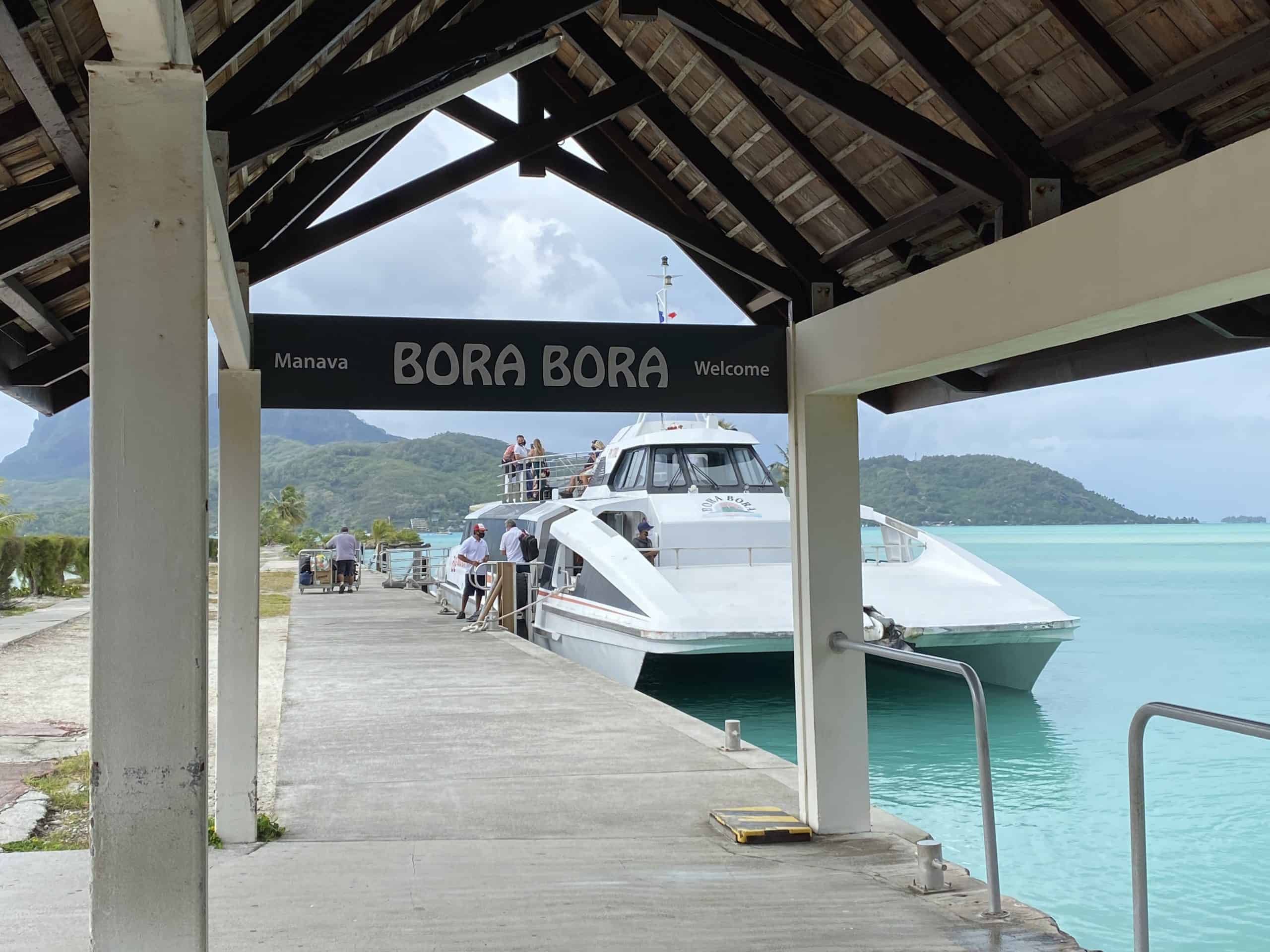 The area where the shuttle boats are at the airport