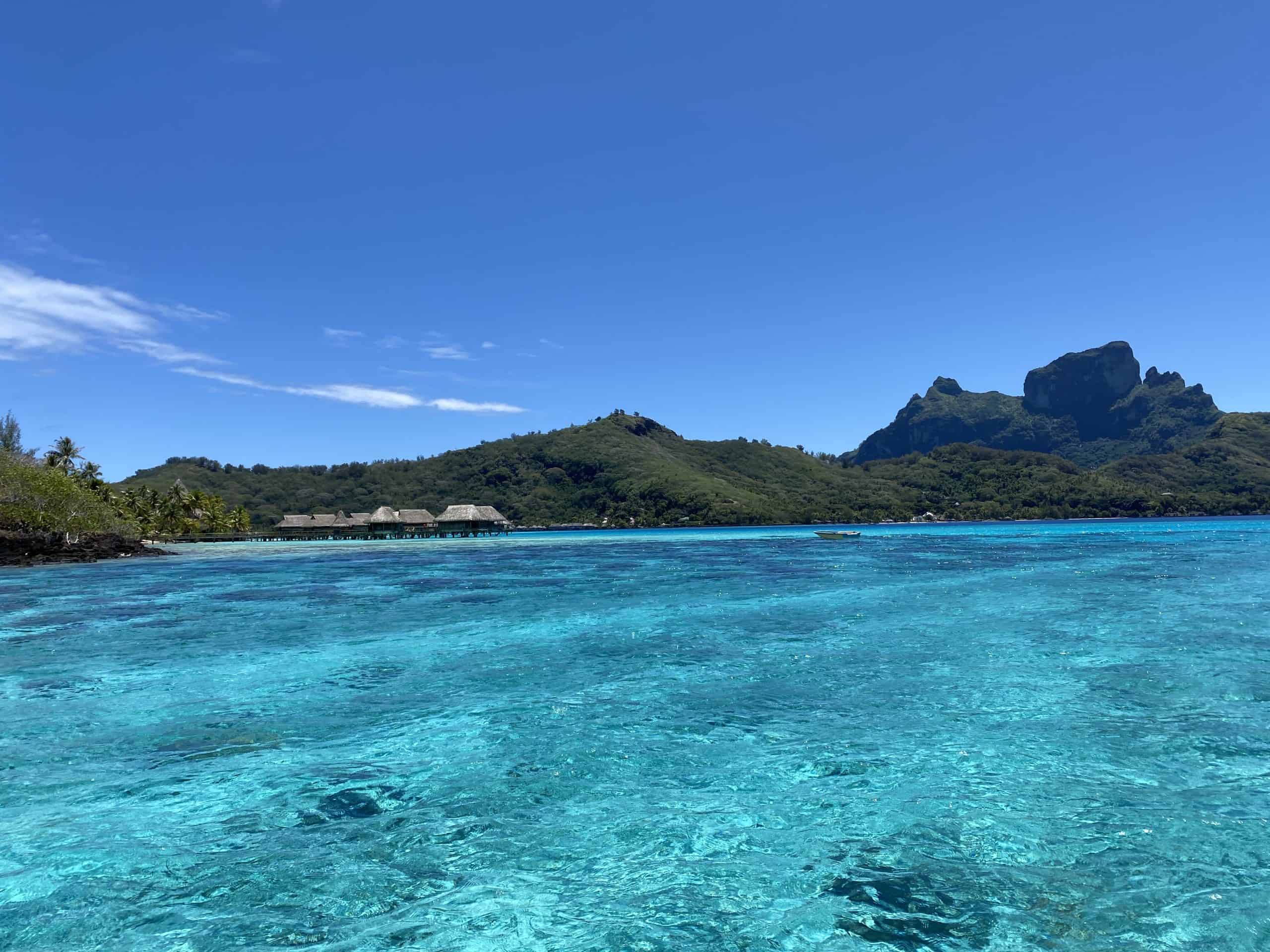 Exploring the lagoon with the overwater bungalows
