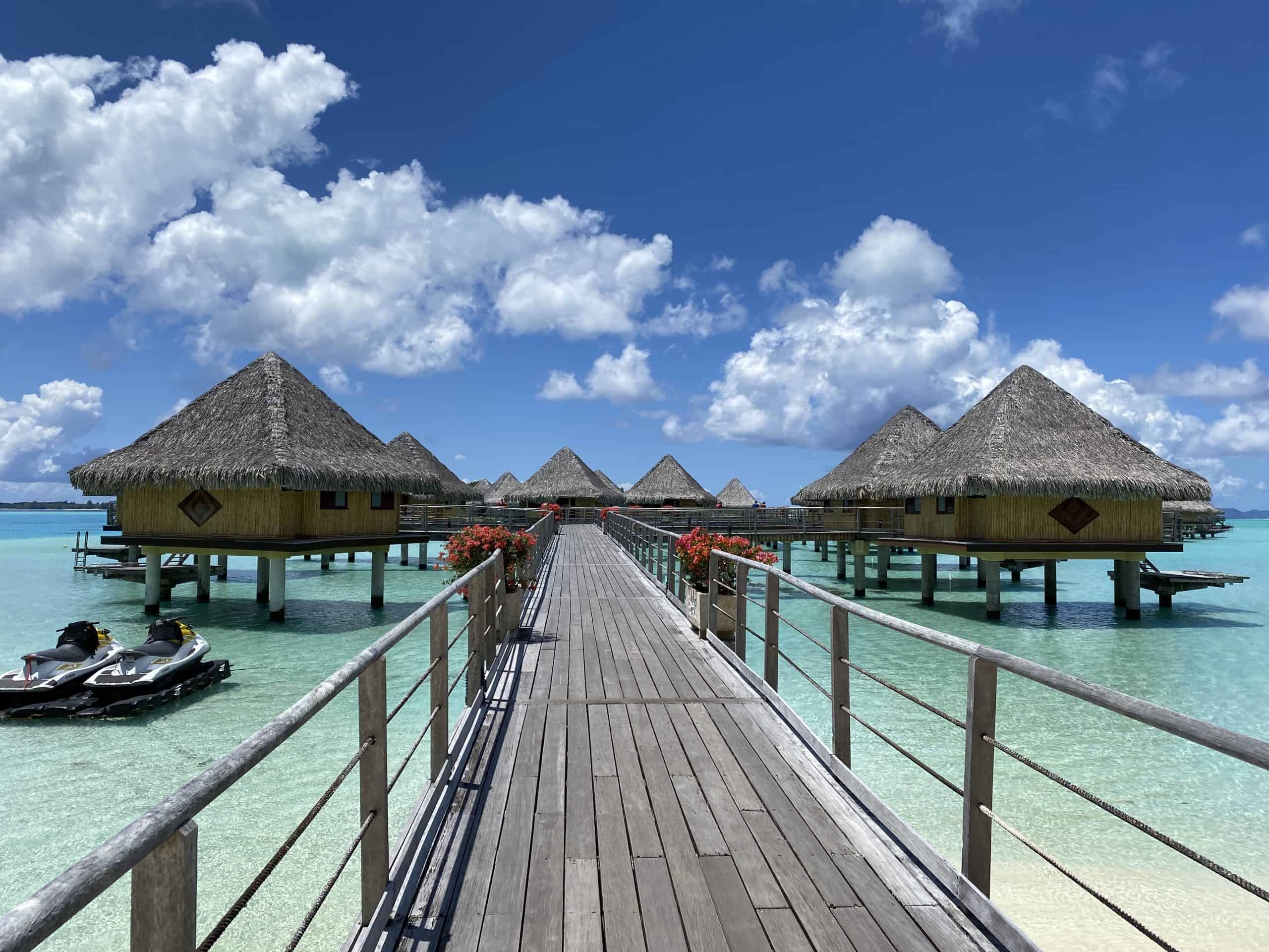 Overwater bungalows at the Intercontinental Bora Bora Le Moana