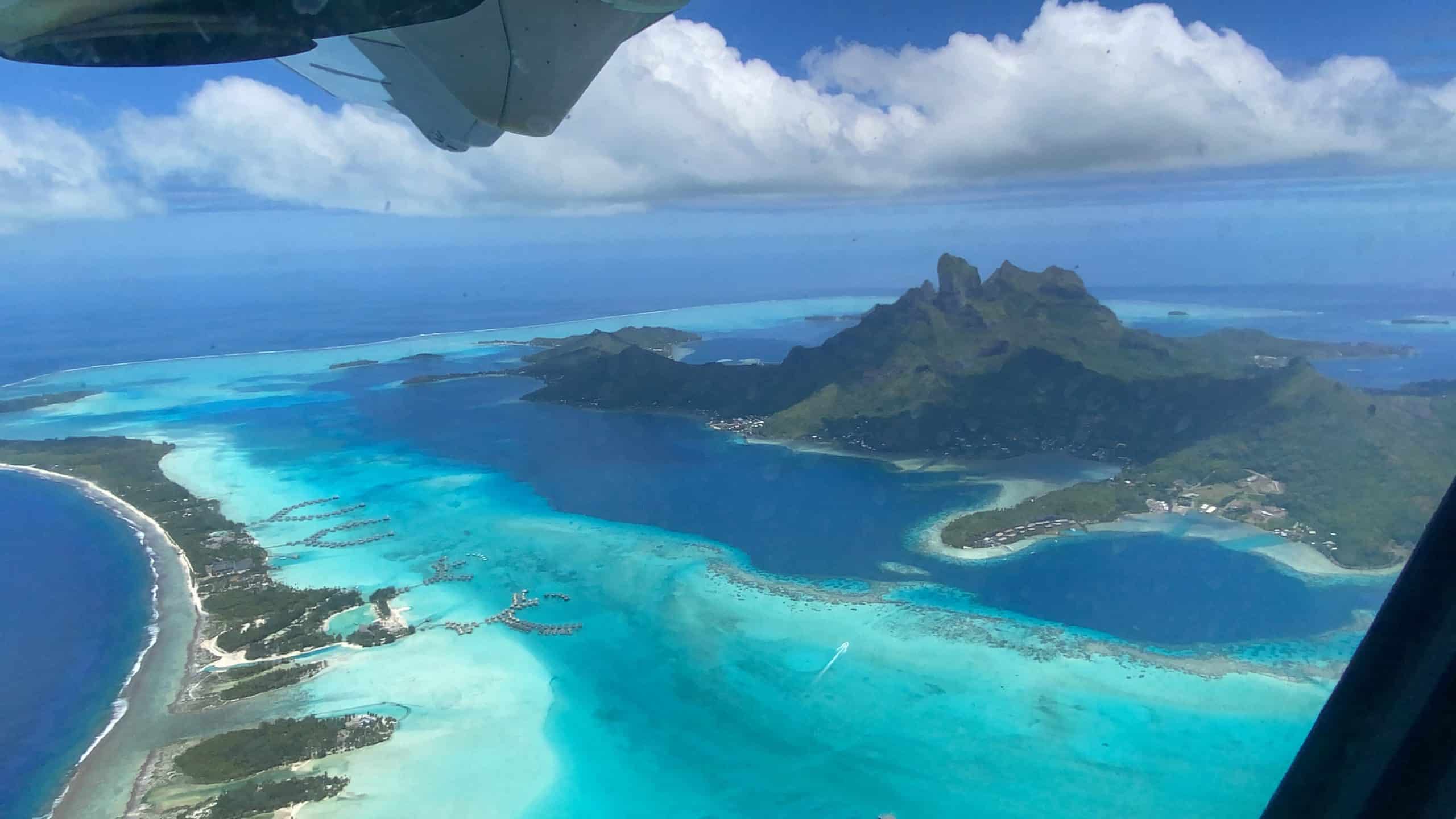 Aerial view from the plane of Bora Bora
