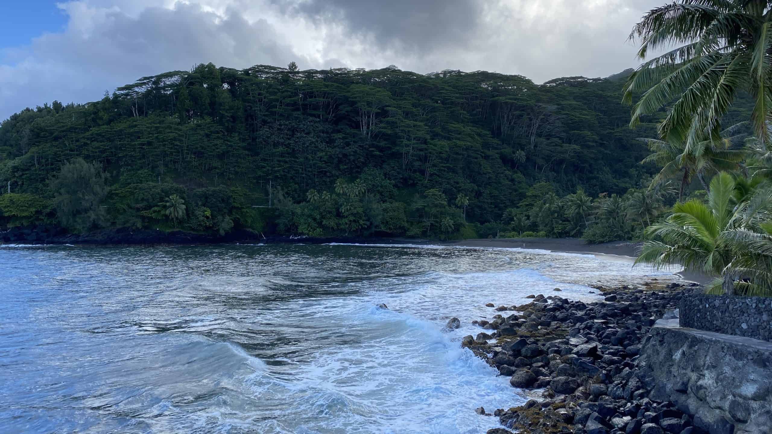 Tiarei black sand beach