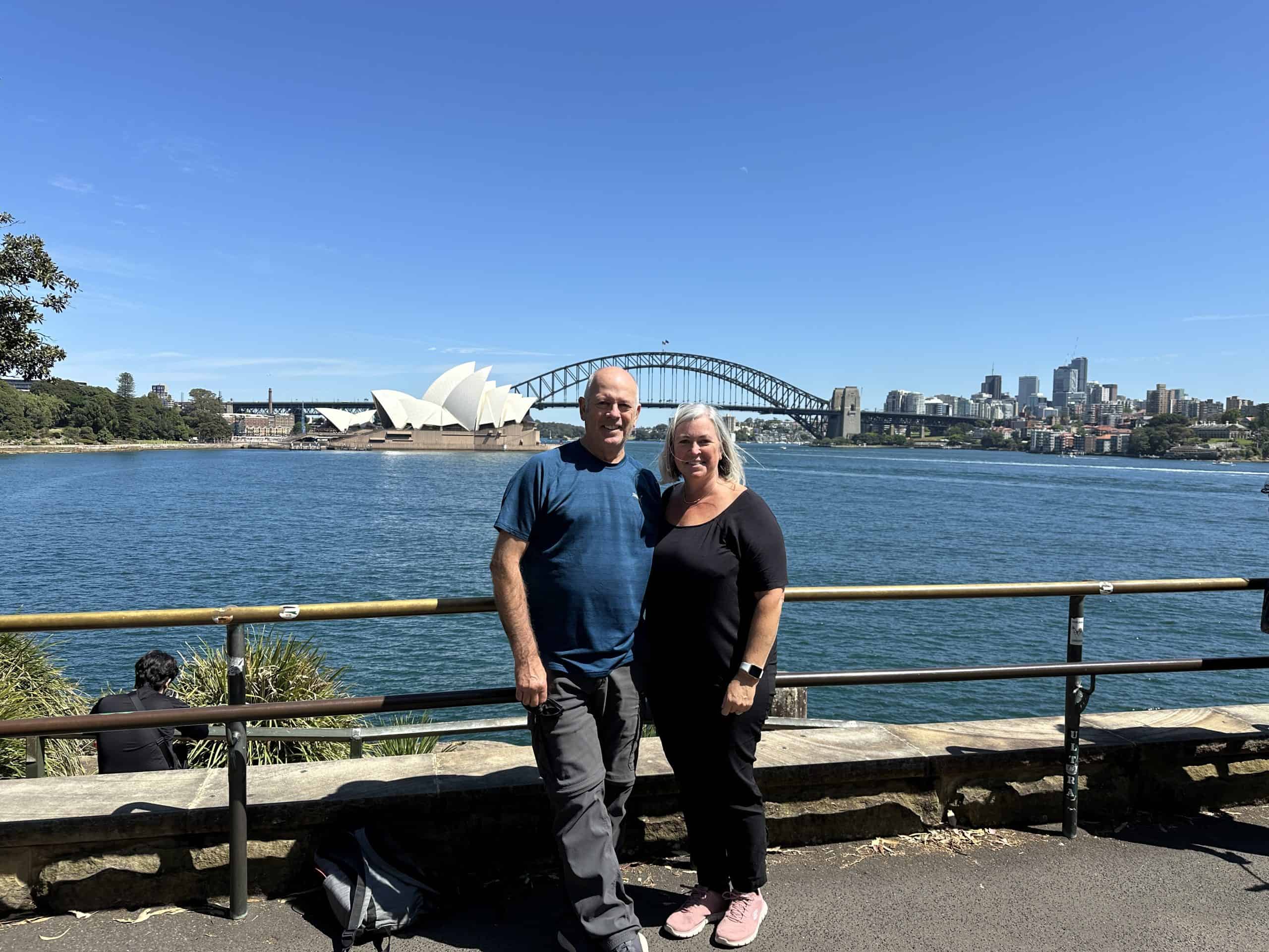 Our photo in front of the Sydney Opera House