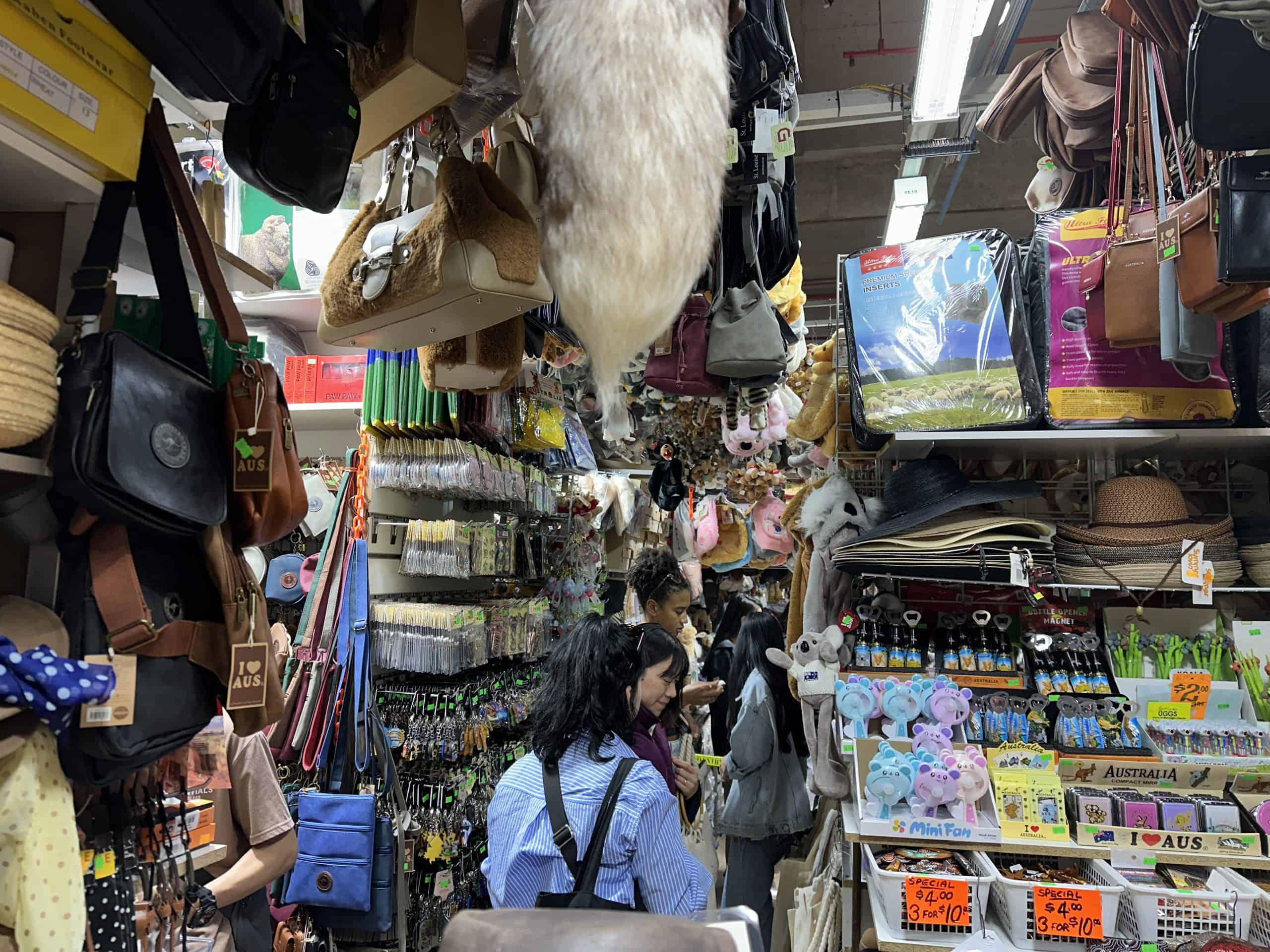 Inside a crowded booth at Paddys Market