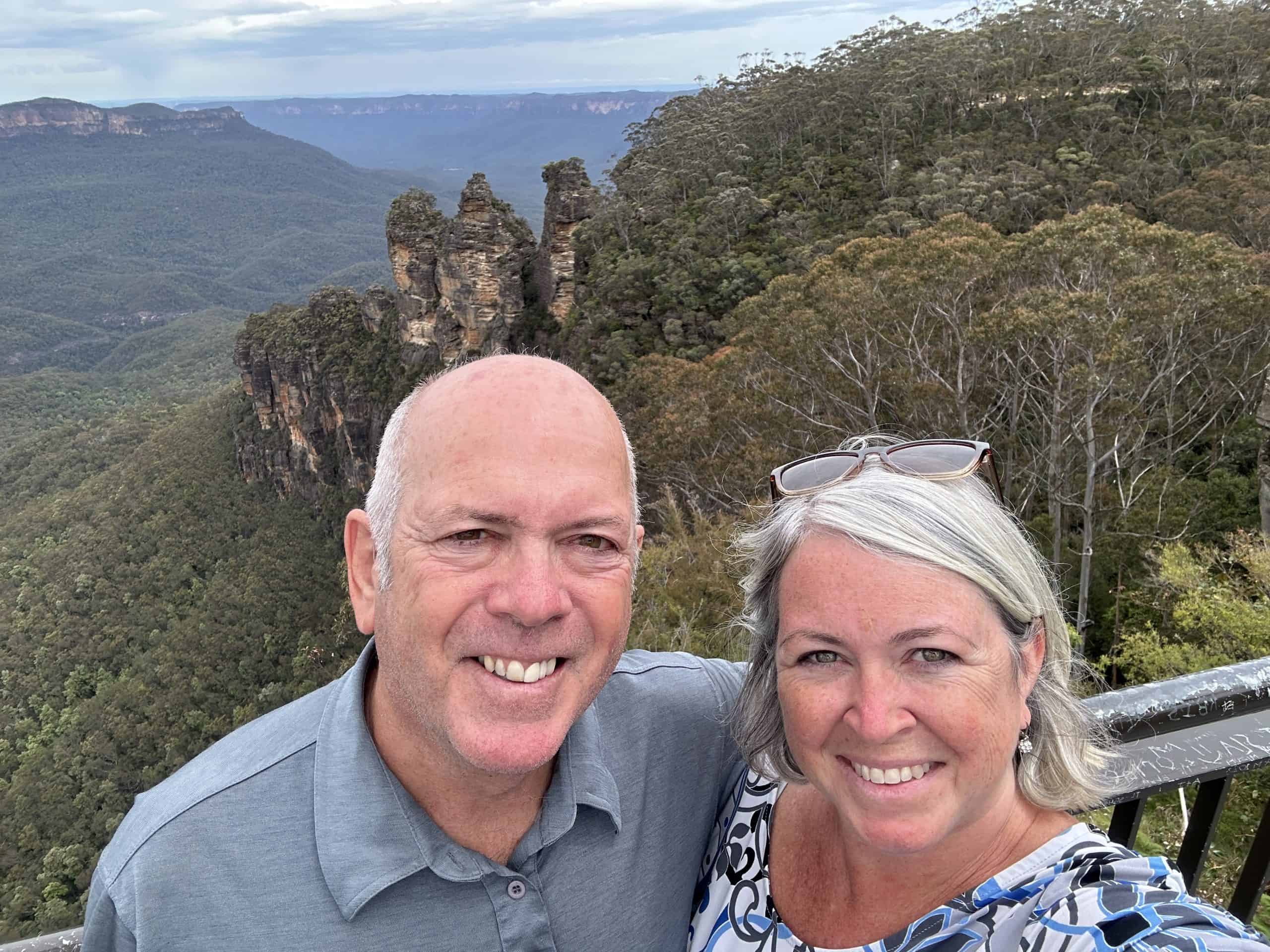 Our selfie in front of the Blue Mountains