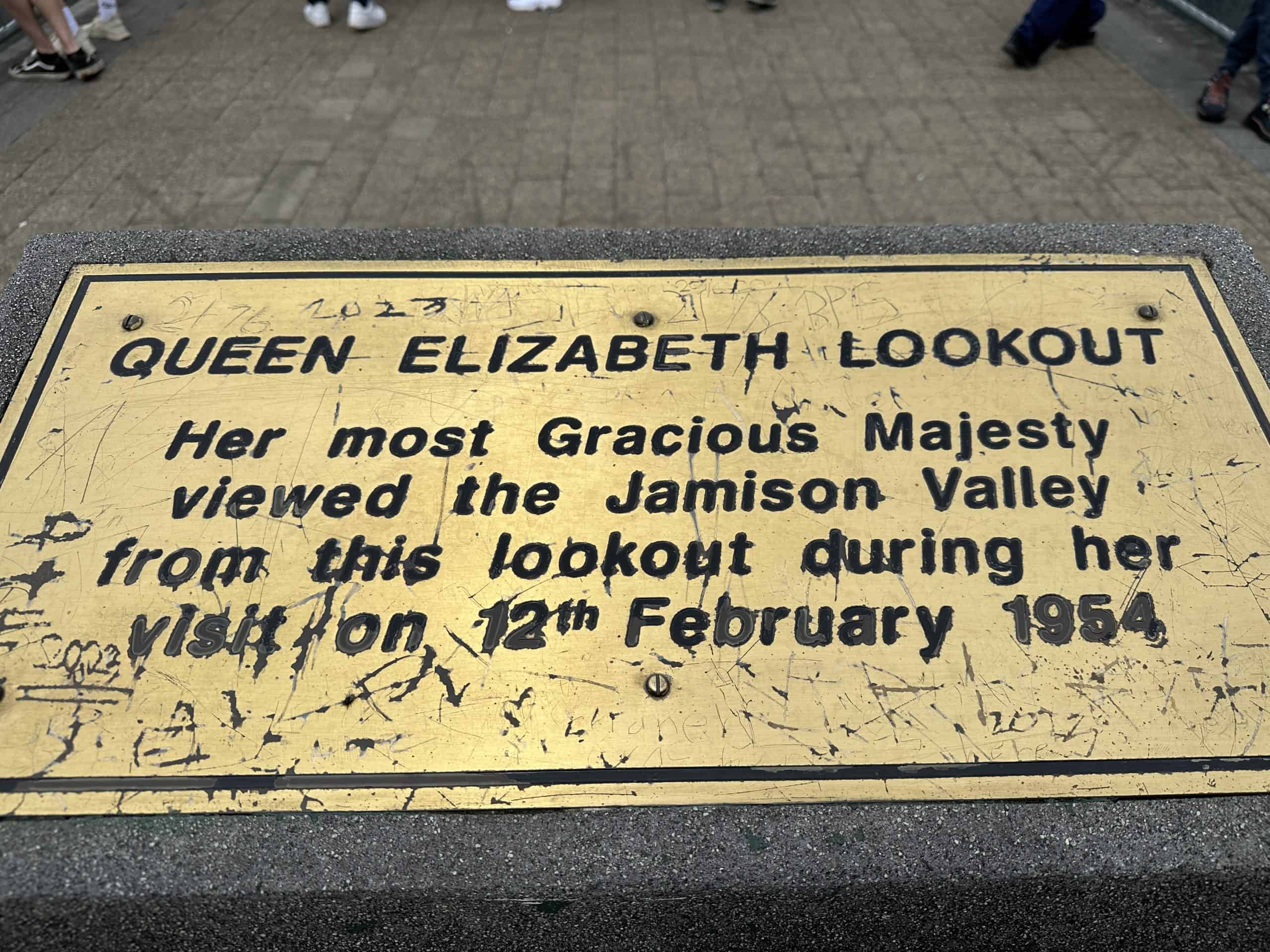 Plaque for the Queen Elizabeth Lookout