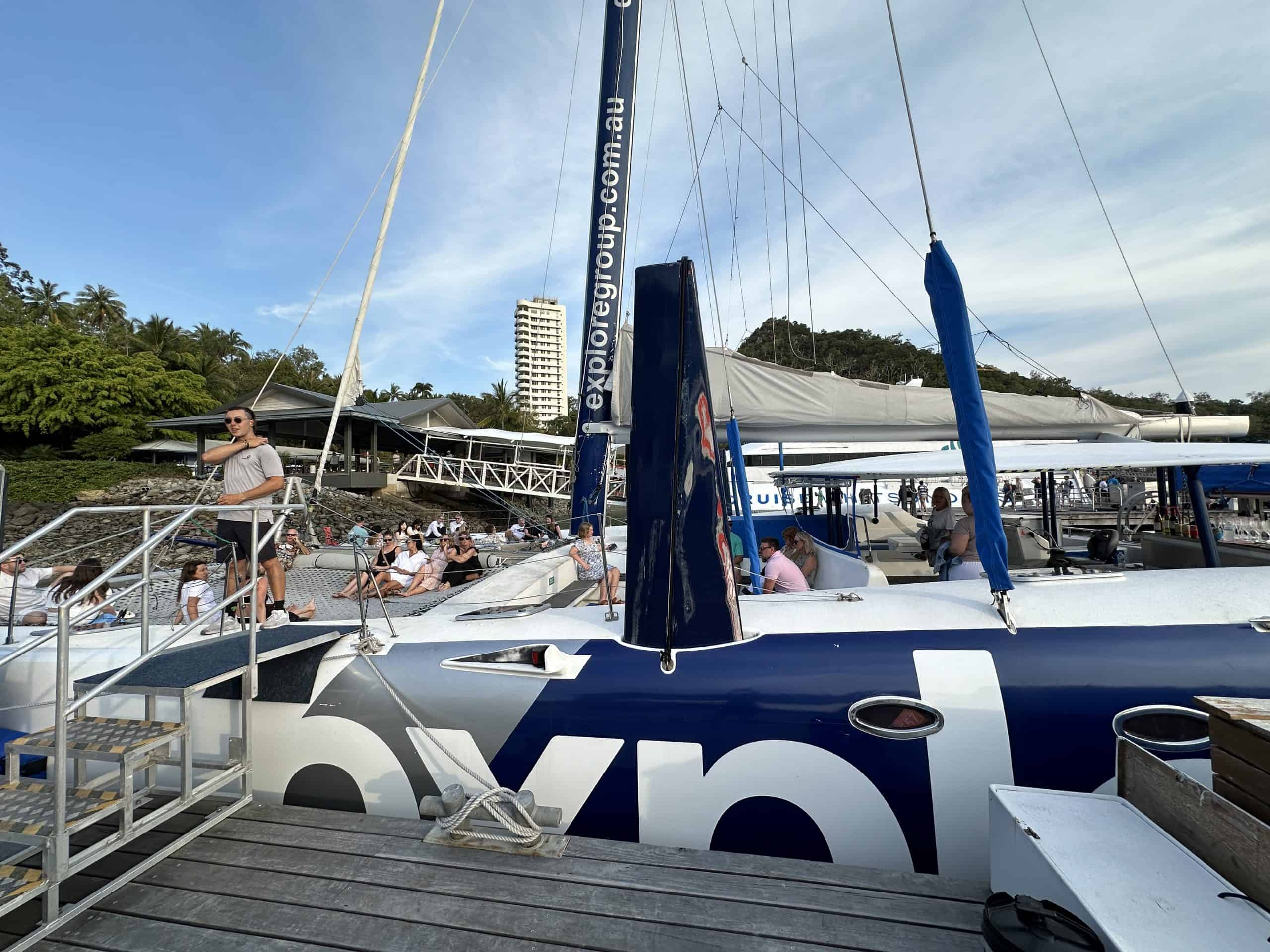 The catamaran for the sunset cruise