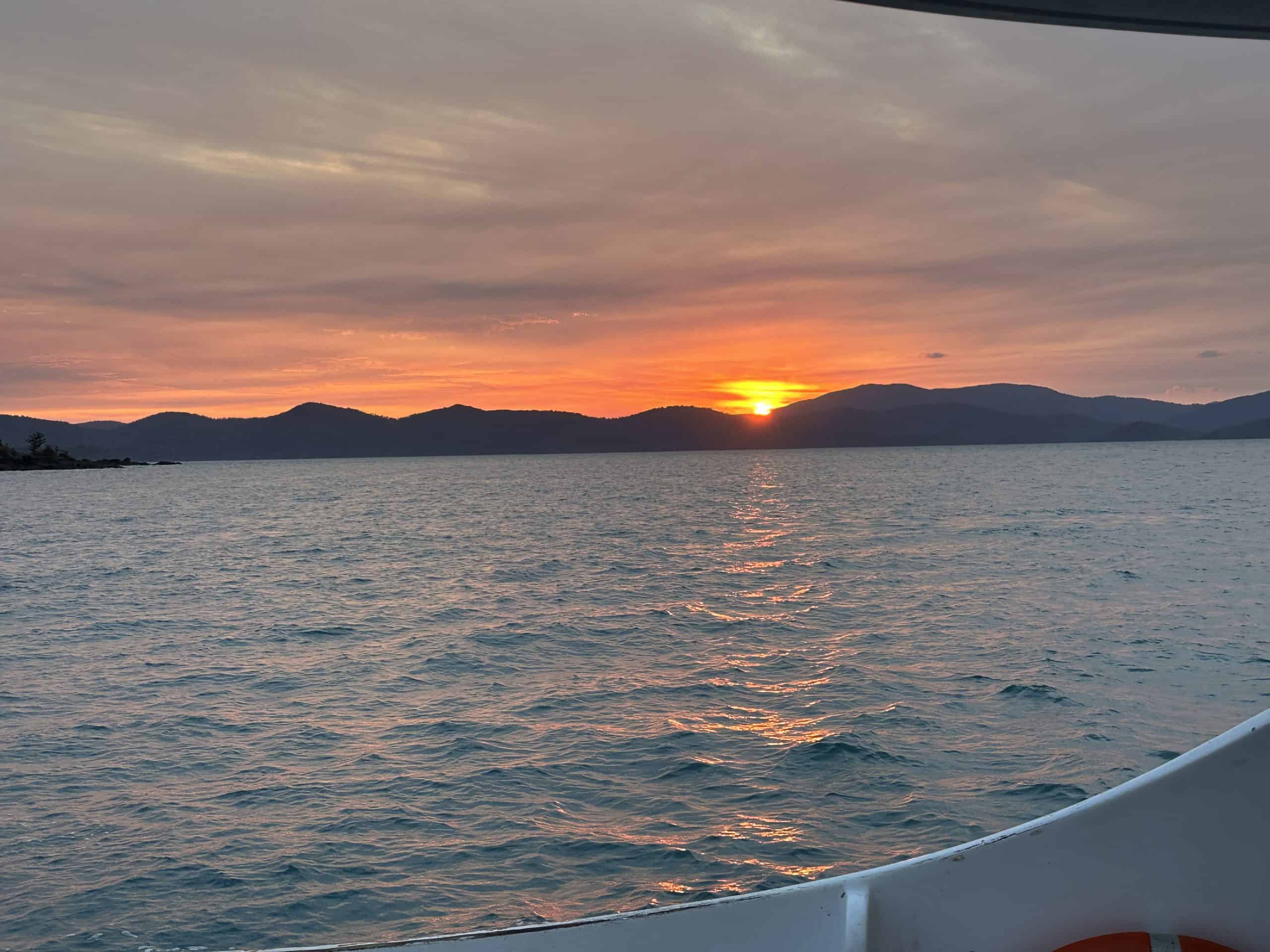 The brightly coloured sunset