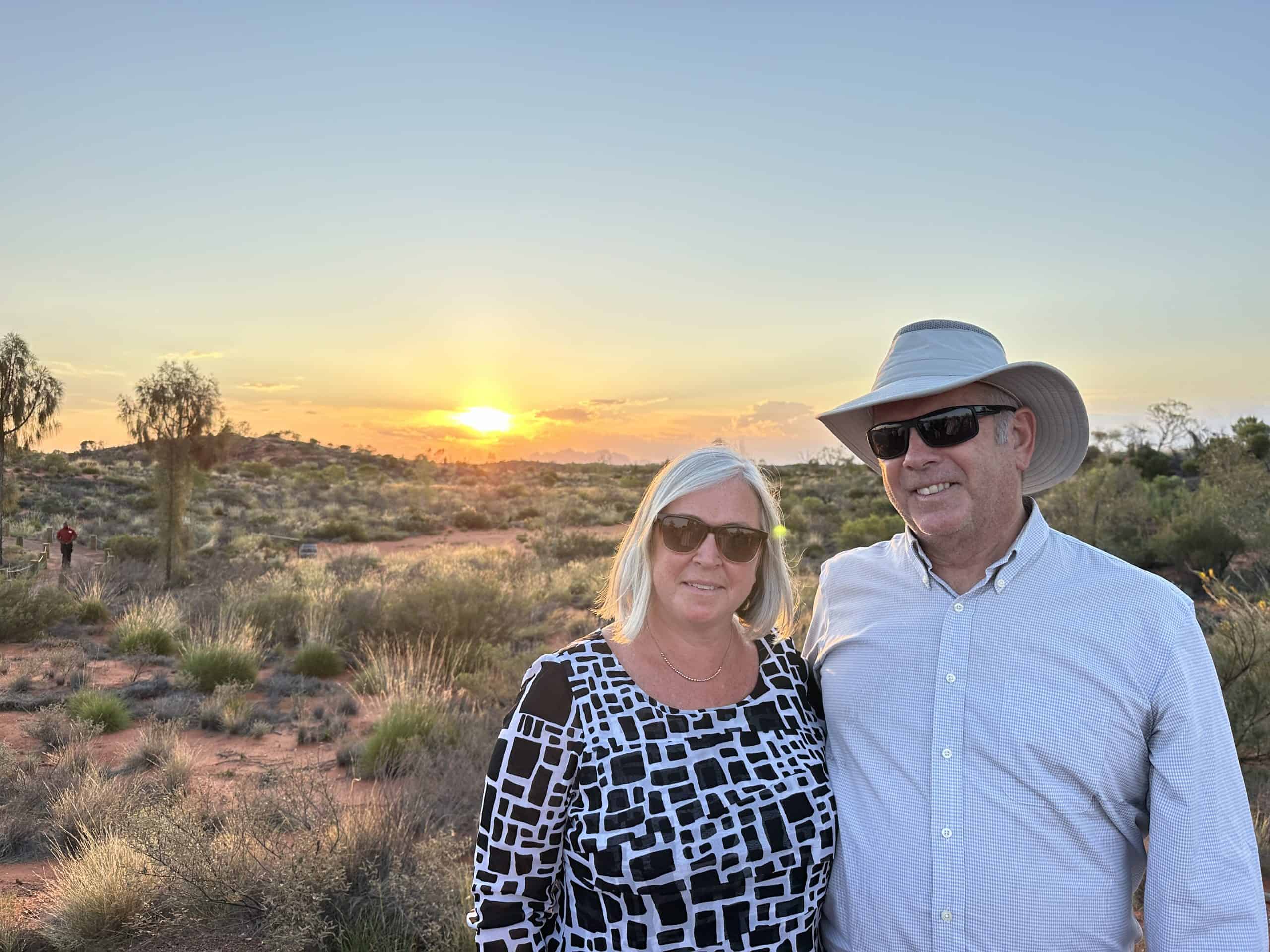 Our picture in front of the sunset