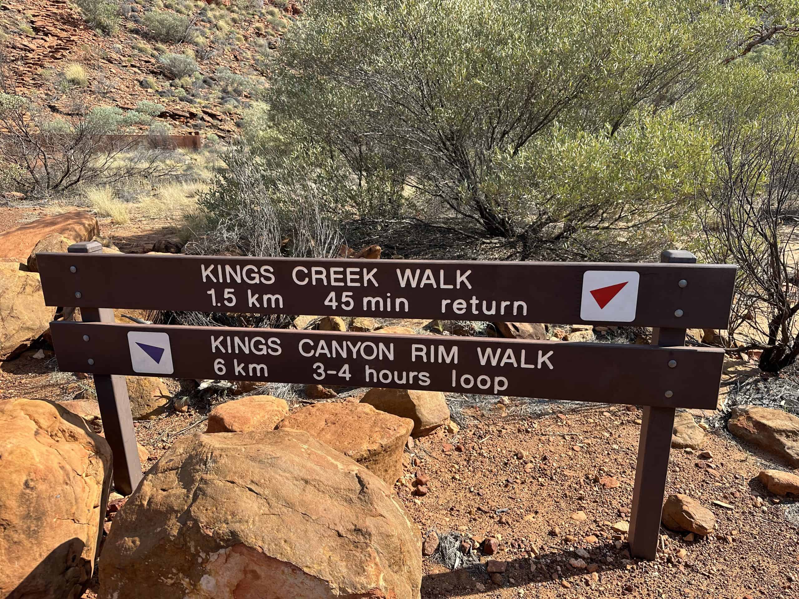 Signage indicating the two different walks