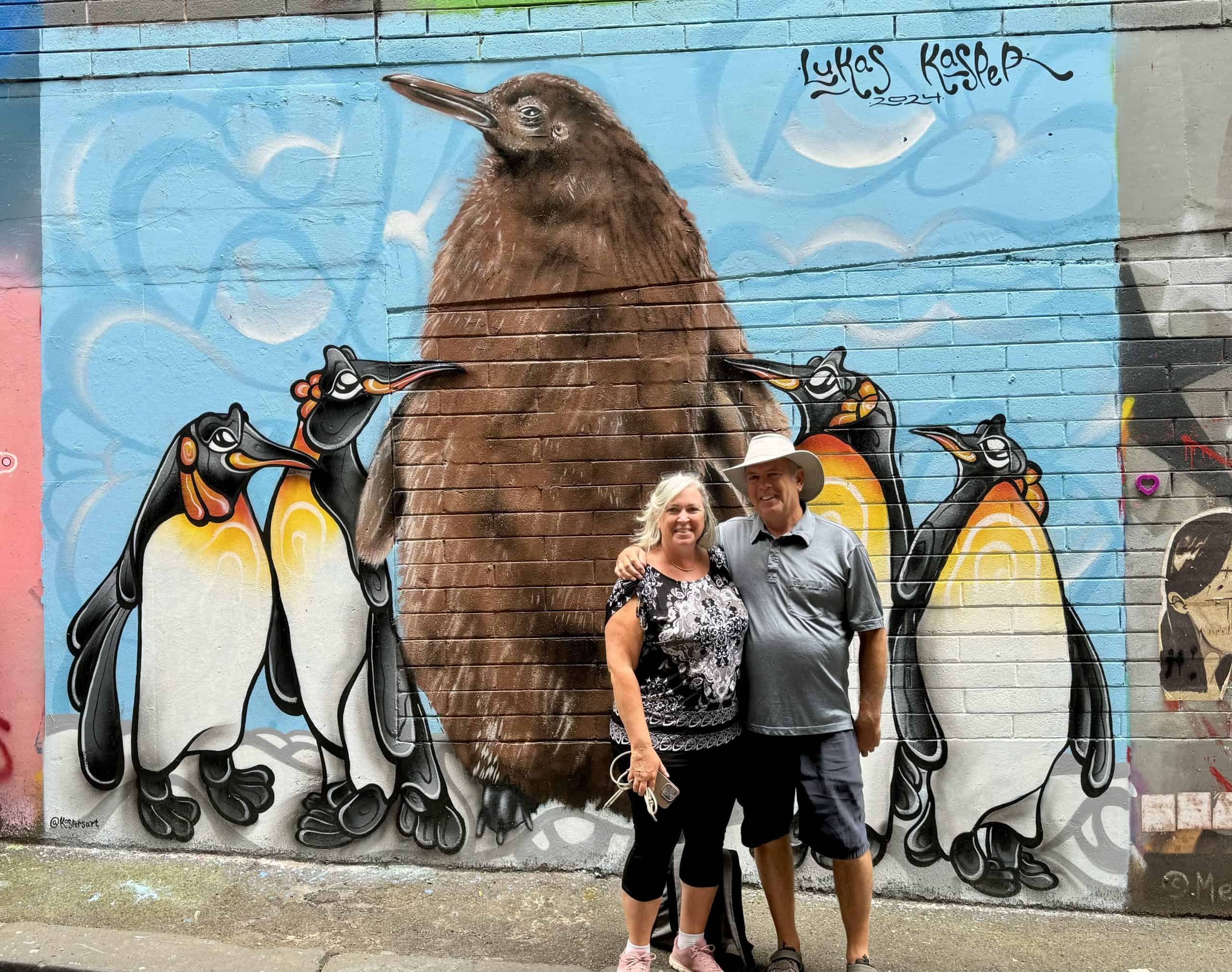 Our picture in front of penguin street art