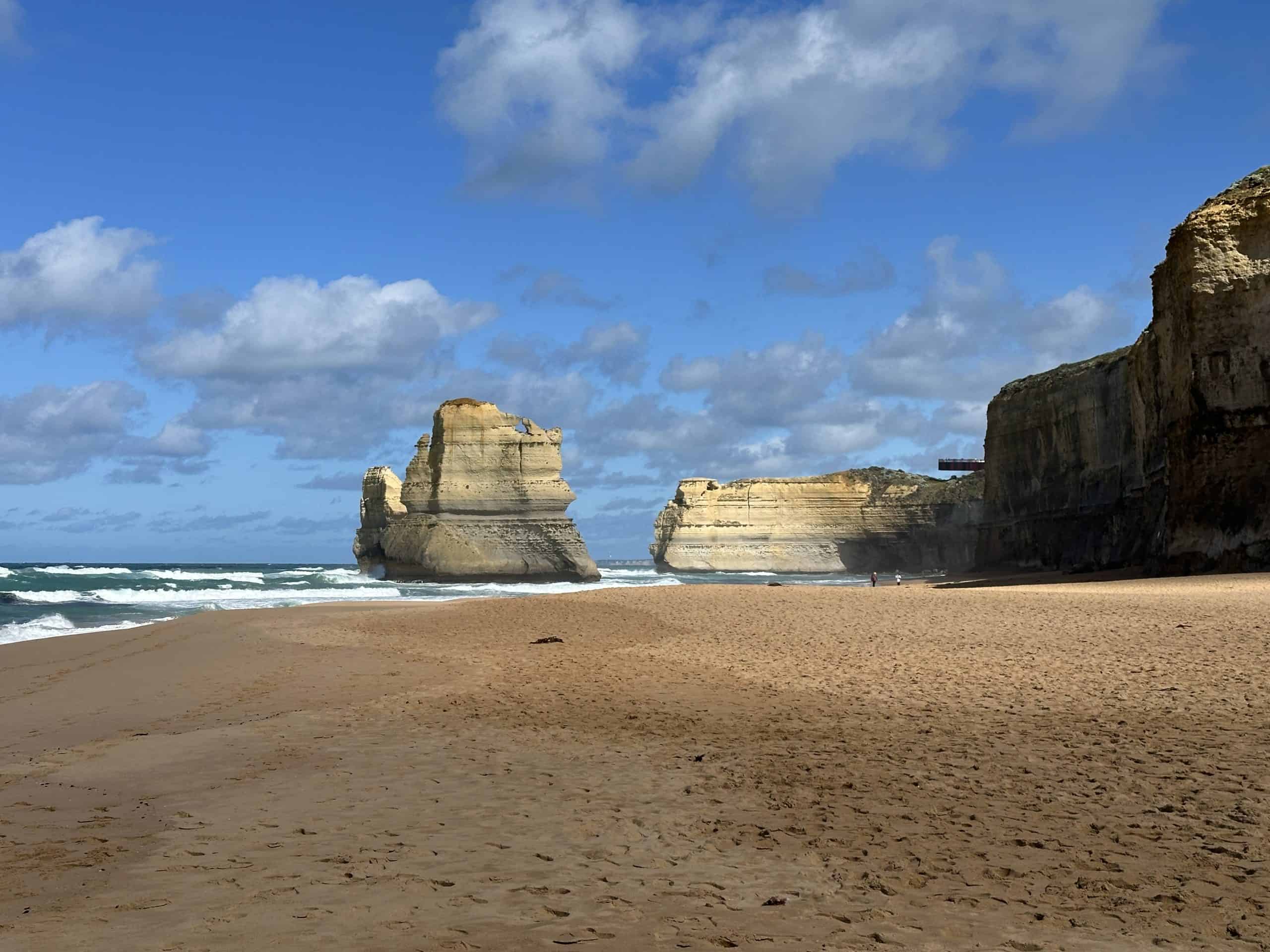 View looking down the beach