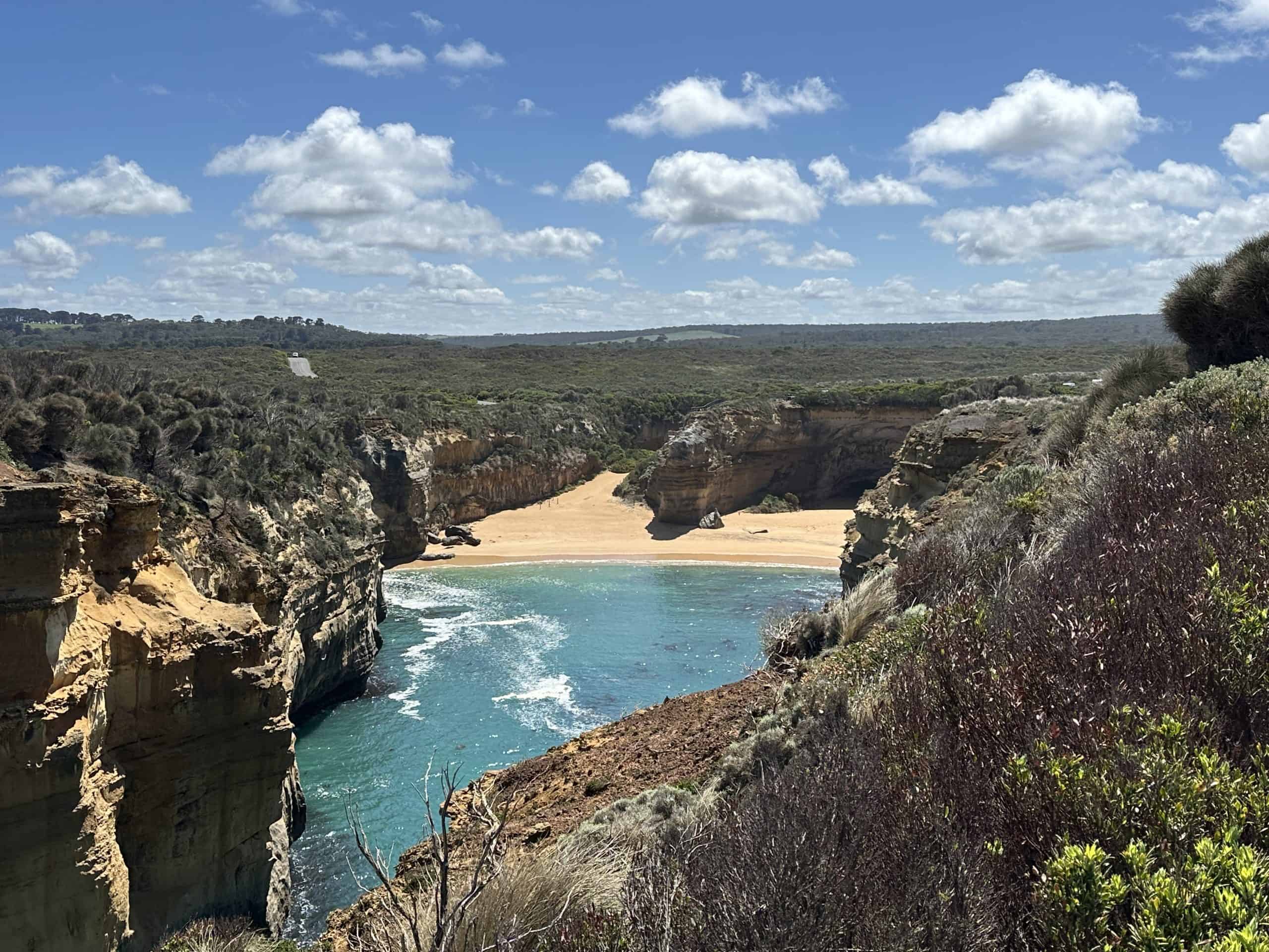 Looking back to the beach