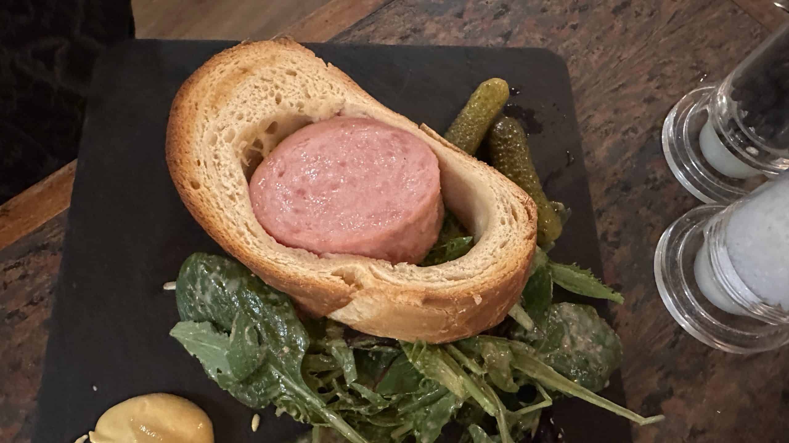 Sausage in brioche