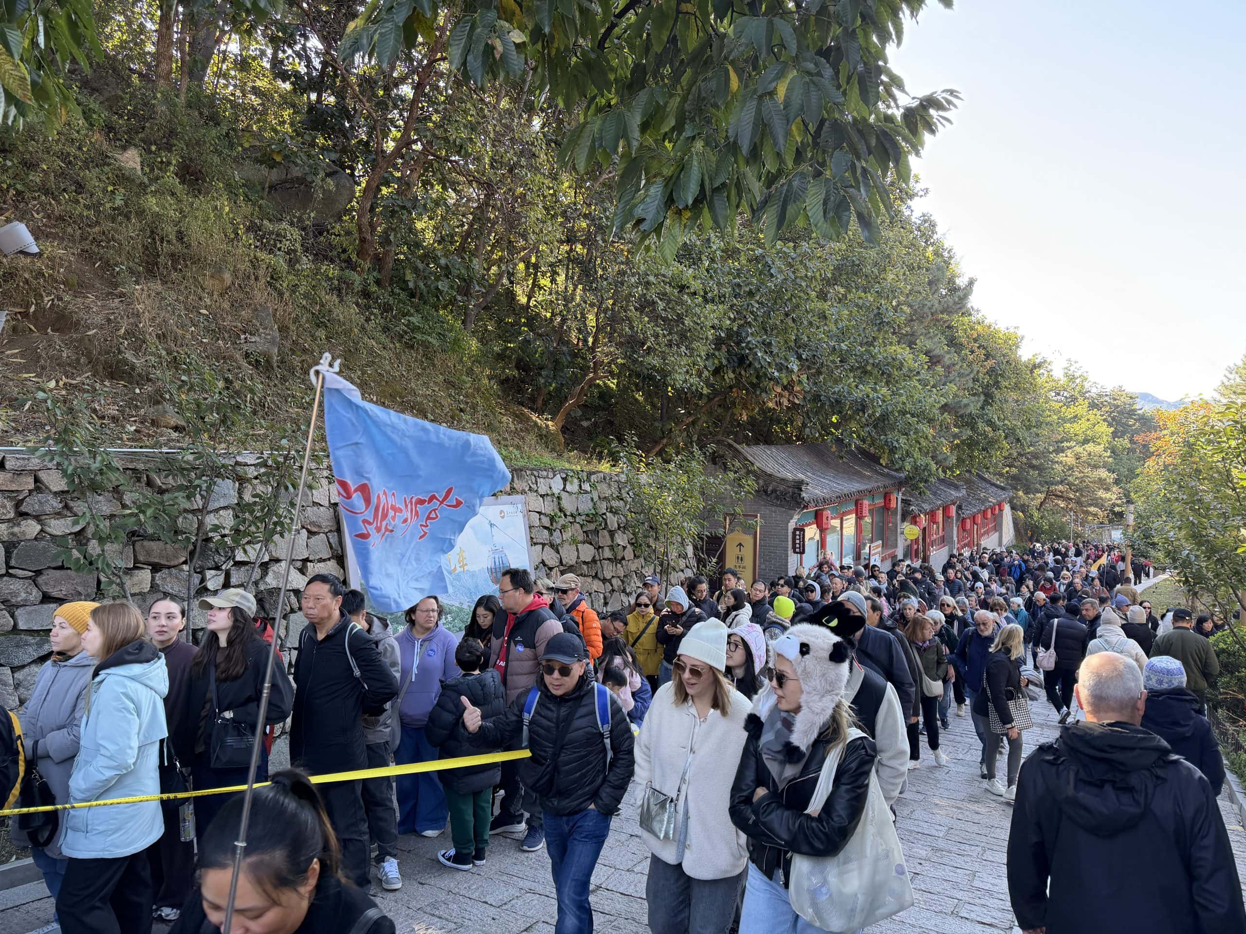 Many people in queue for the chair lift