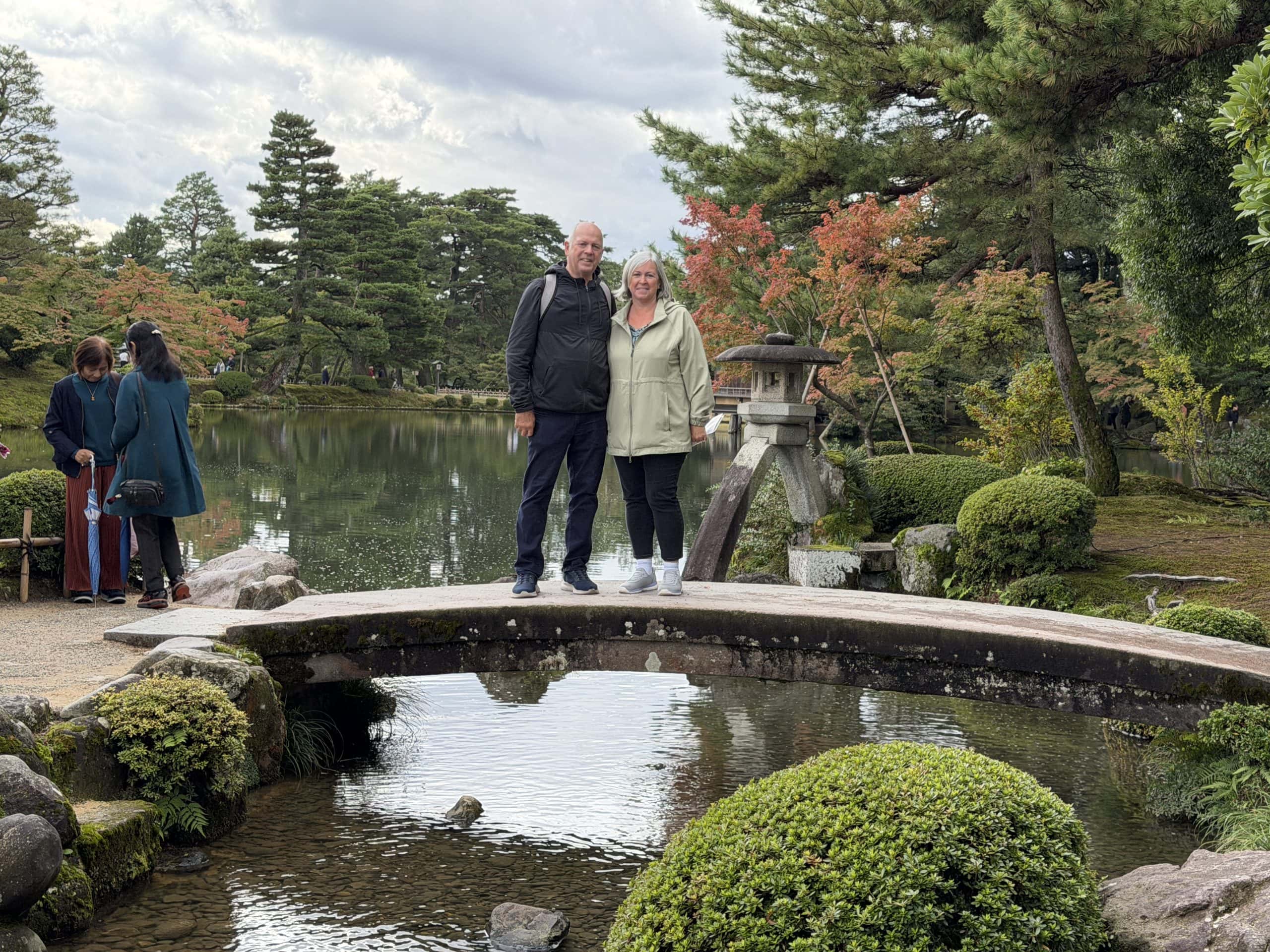 Our photo on a bridge in the garden