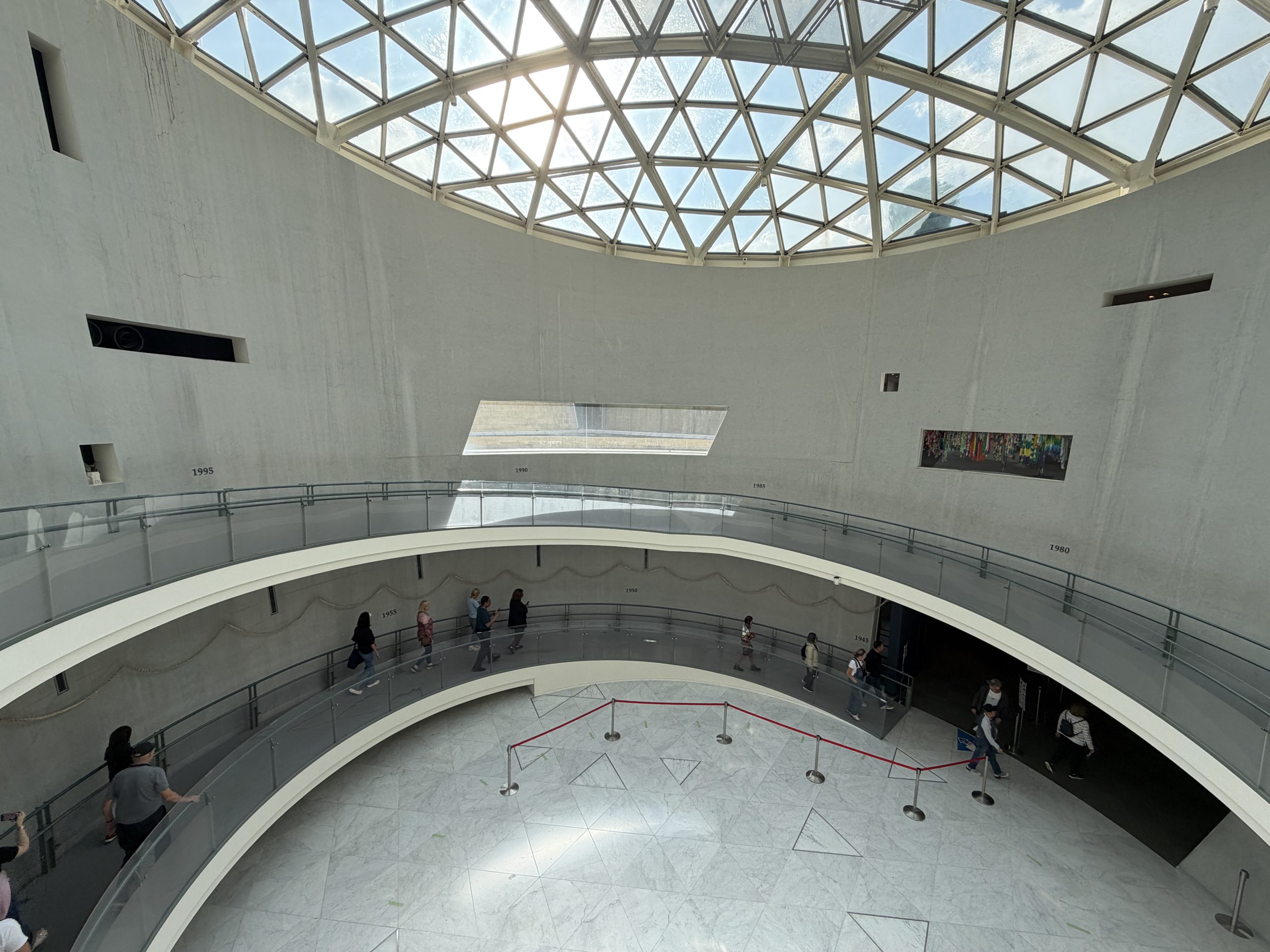 Ramp down into the museum