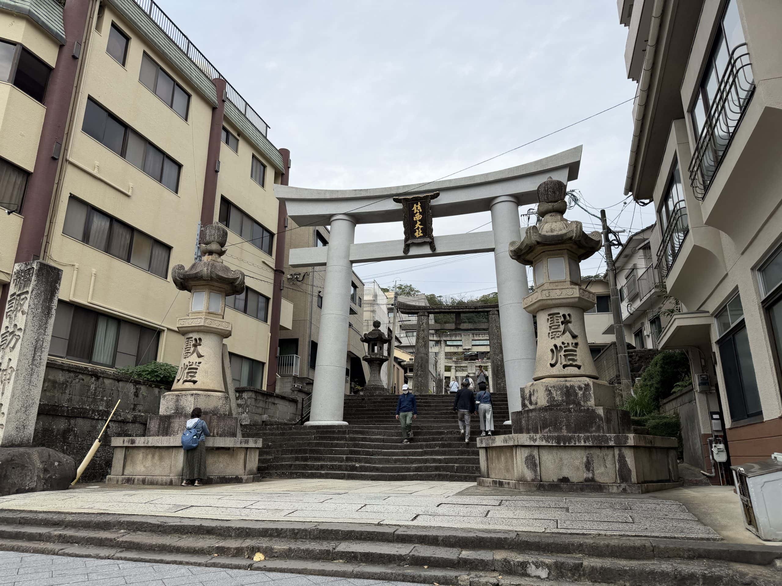 Shrine entrance through residential areas