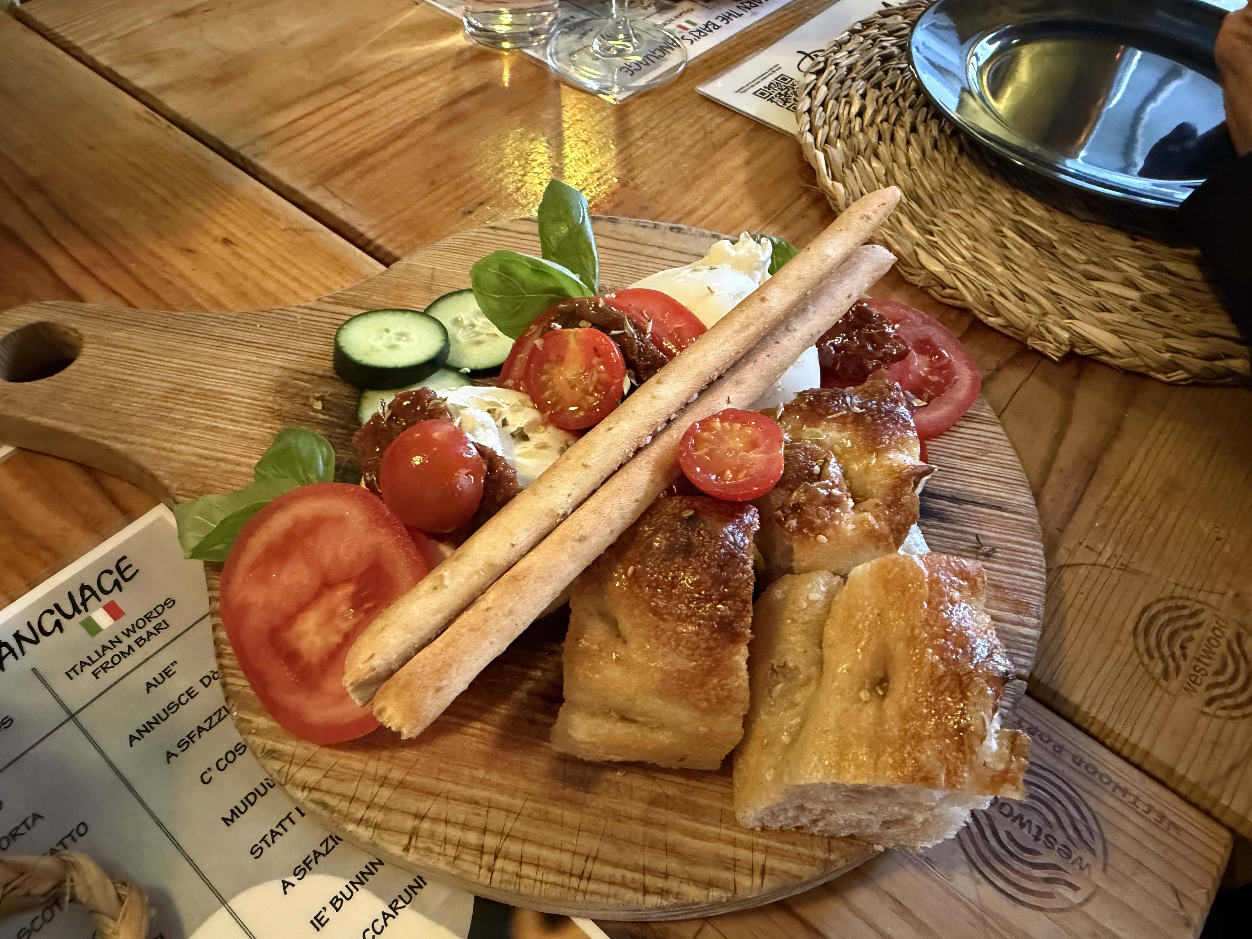 Focaccia and burrata