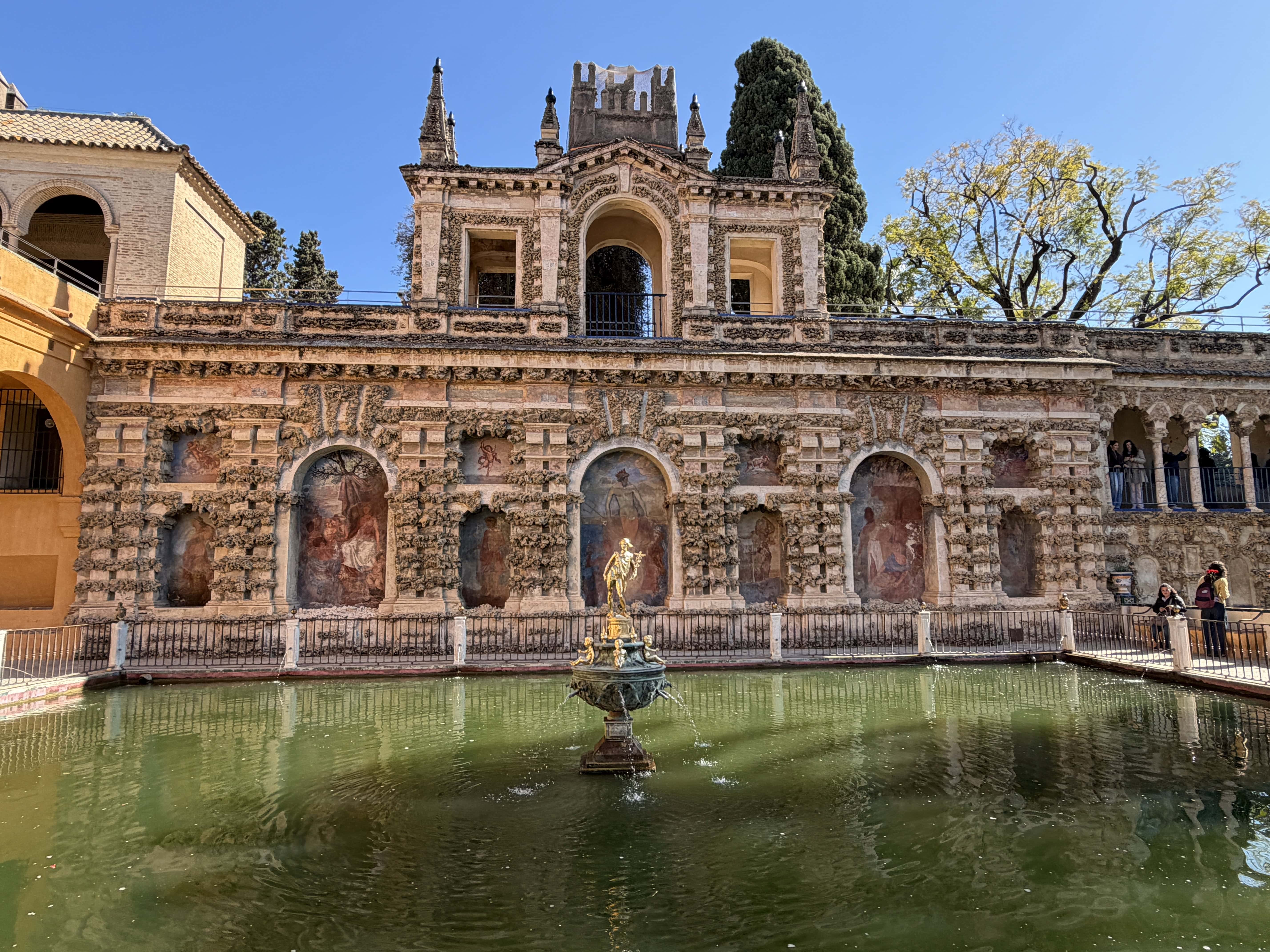 Incredible water feature with golden fountain