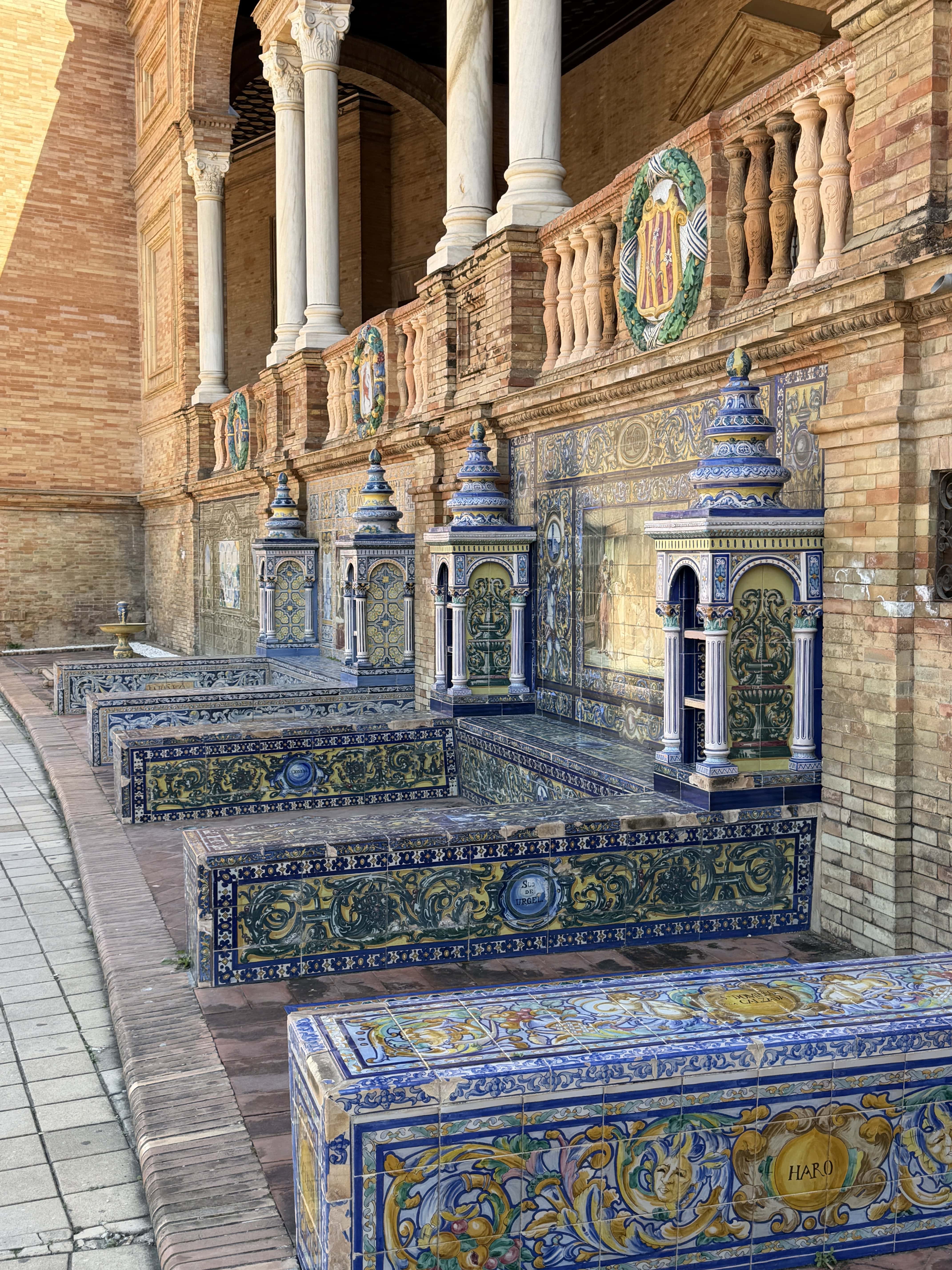 Decorative tiled benches