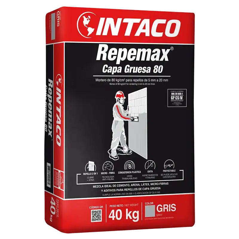 Intaco Mortero Repemax Capa Grueso Gris 40 Kilos ( *pt1037*)