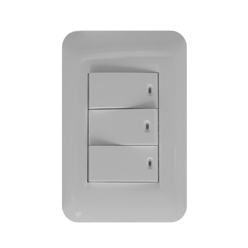American Apagador Triple (3via/2senc) Luz Pilo C/placa Blanca( Ae006-pb )