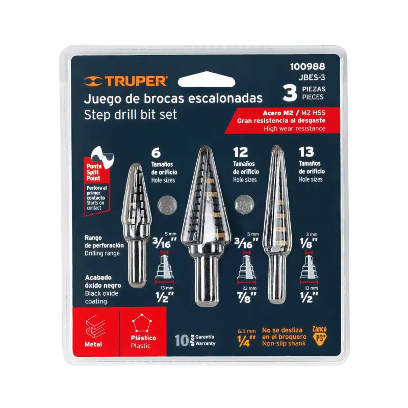 Truper Juego Broca Escalonada Titanio Jbes-3